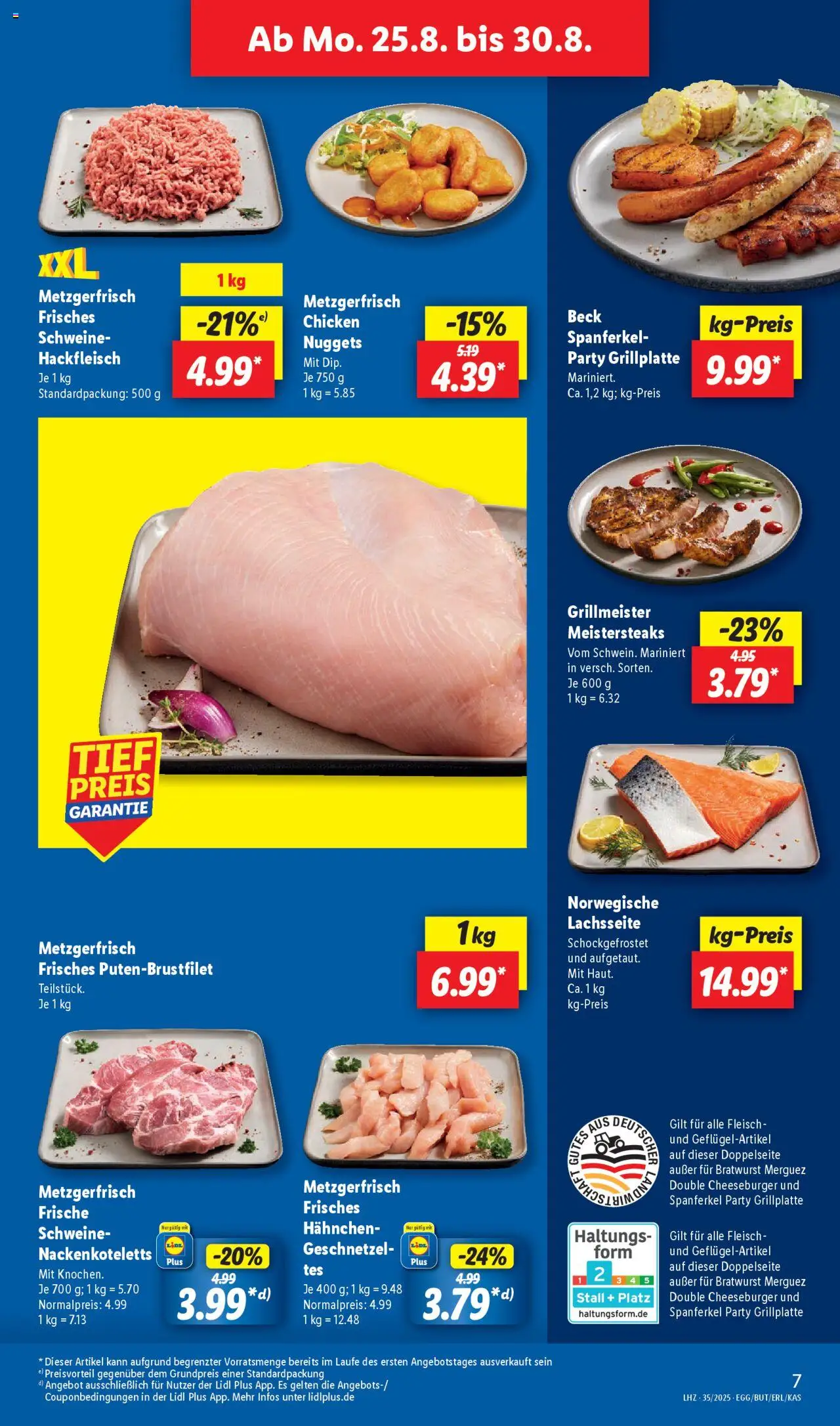 Lidl Prospekt Uffenheim - gültig ab dem 25.08.2025 | Seite: 13 | Produkte: Hahnchen, Bratwurst, Fleisch, Hackfleisch