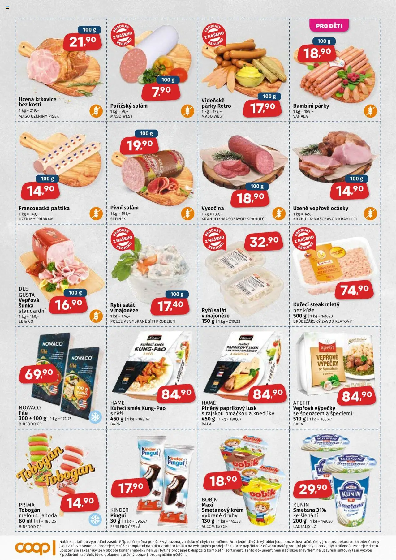 Coop leták - Západočeský region od 13.08.2025 | Strana: 2 | Produkty: Pařížský salám, Šunka, Krém, Maso