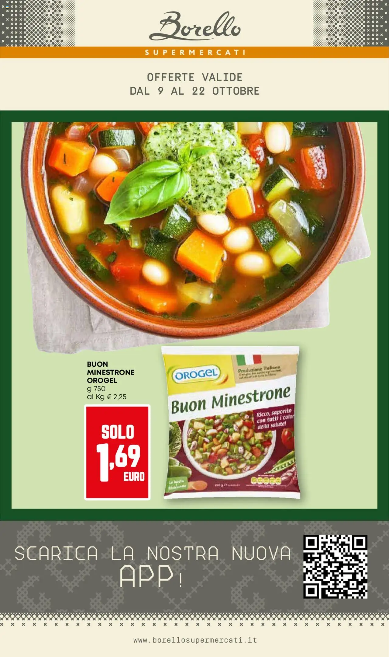 Volantino Borello Supermercati del 09.10.2025 | Pagina: 1 | Prodotti: Minestrone