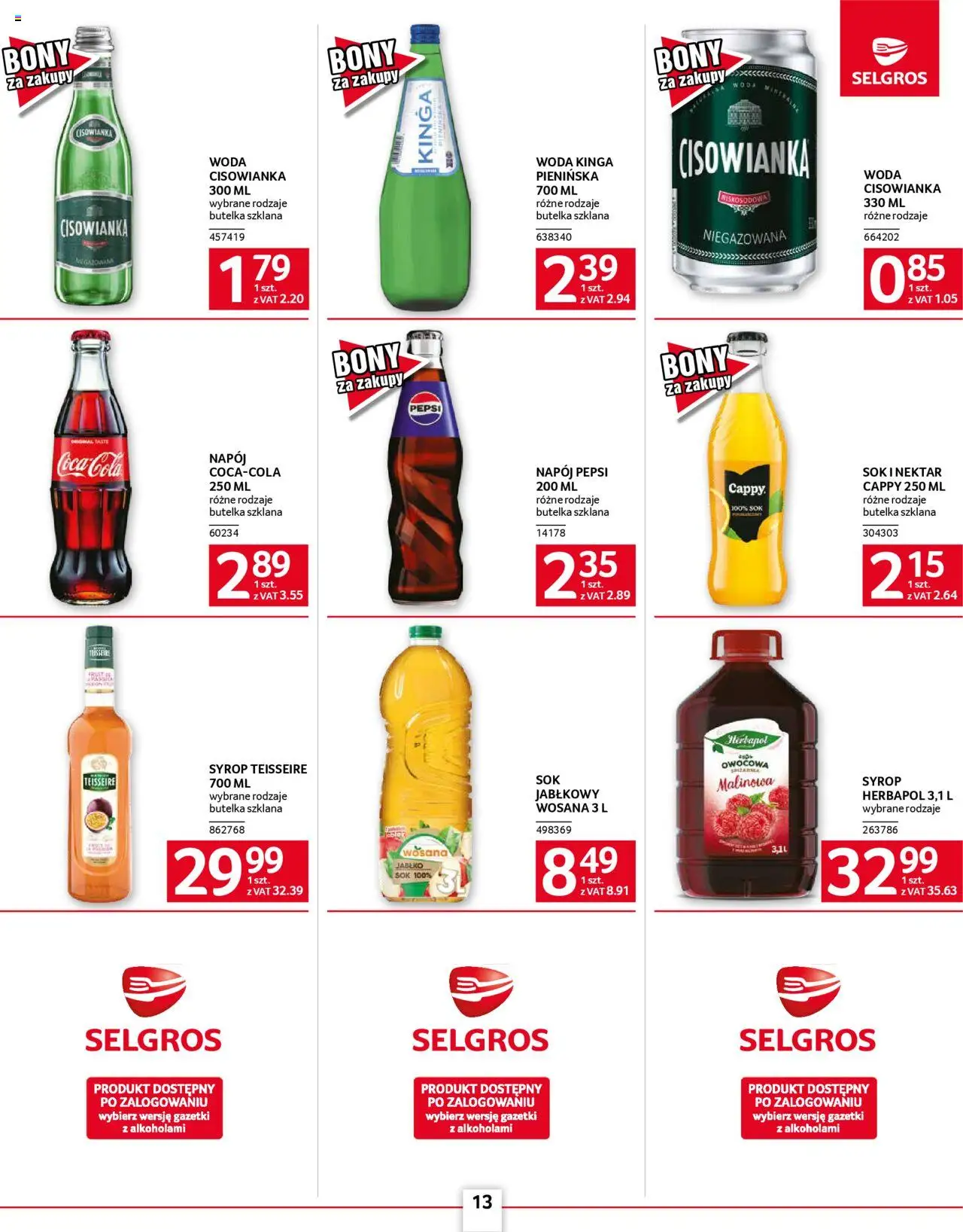 Selgros cash&carry Gazetka - Oferta dla gastronomii od 05.06.2025 | Strona: 13 | Produkty: Sok jabłkowy, Pepsi, Soki, Sok