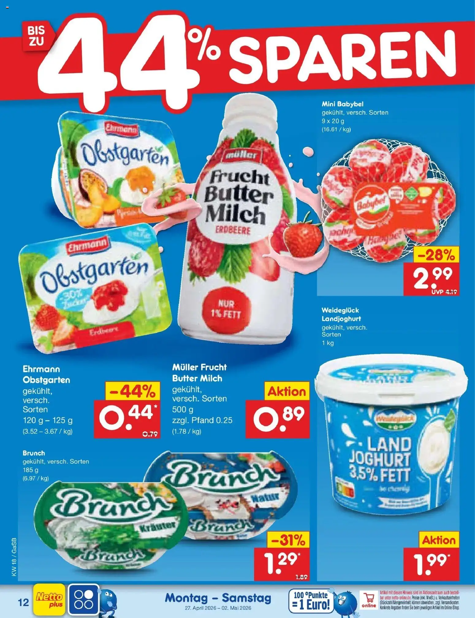 Netto Marken-Discount Prospekt Bremen-Lesum	 – gültig ab 27.04.2026 | Seite: 14 | Produkte: Milch, Butter, Joghurt, Babybel