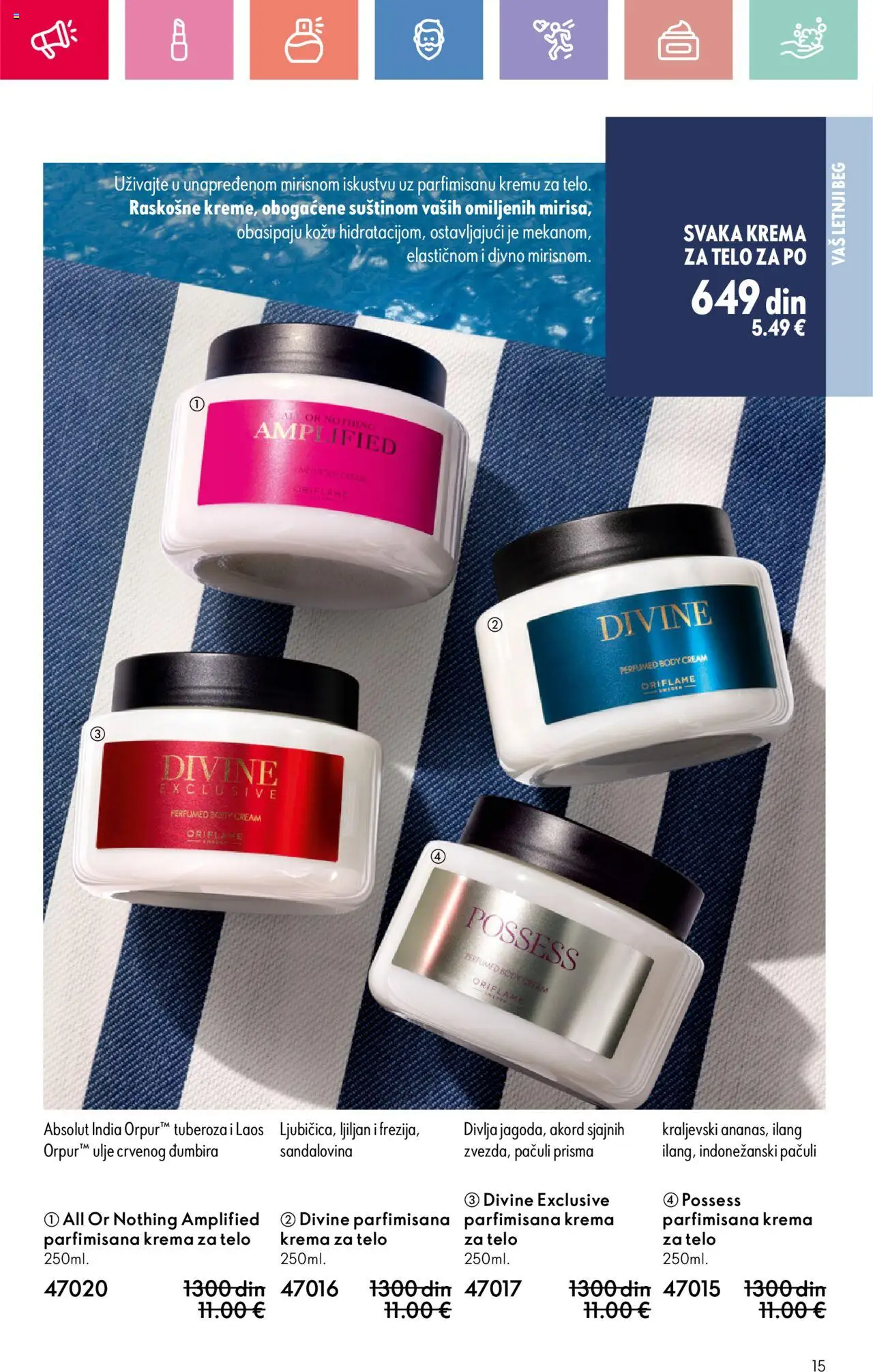 Oriflame katalog - važi od 22.06.2025 | Strana: 15 | Proizvode: Krema, Ulje, Krema za telo
