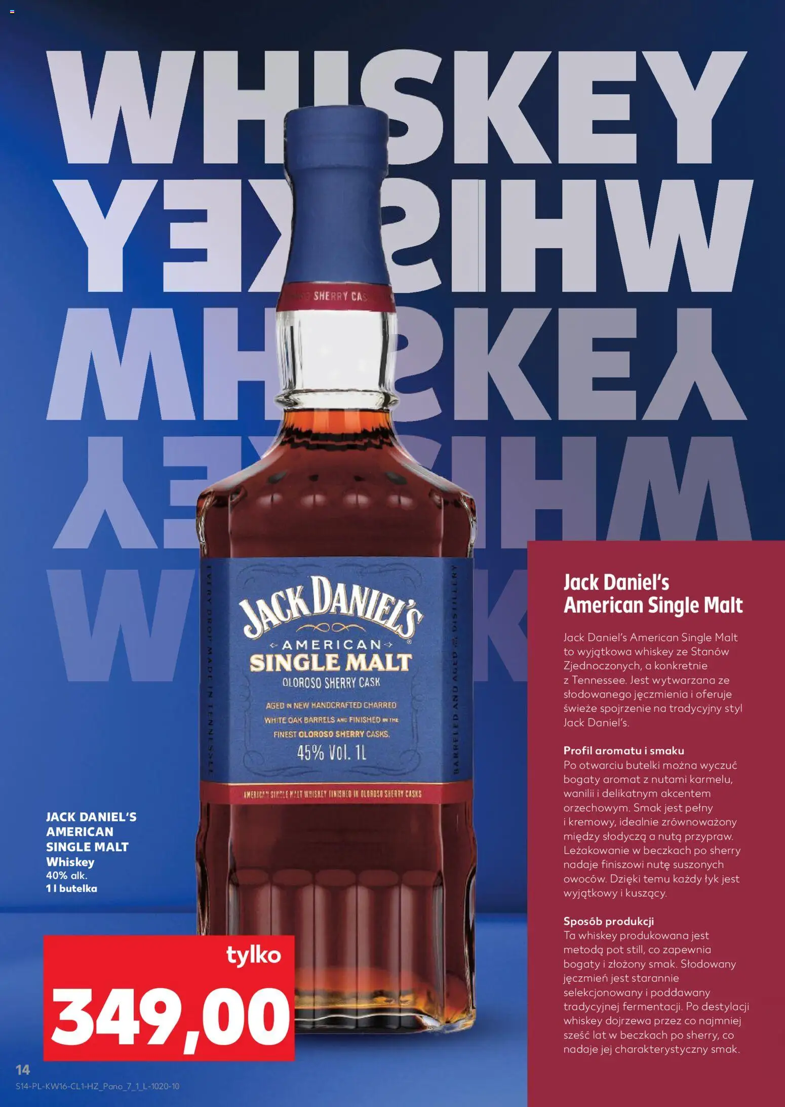Kaufland Polsko leták - Barek od 16.04.2026 | Strana: 14 | Produkty: Whiskey, Finest, Jack Daniel’s, Sherry