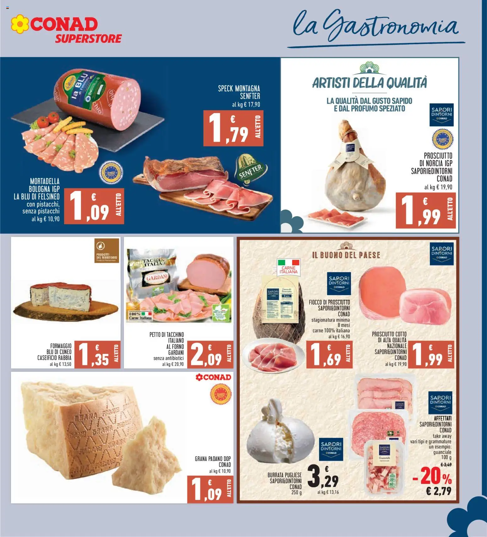 Volantino Conad del 23.04.2026 | Pagina: 9 | Prodotti: Speck, Formaggio, Mortadella, Burrata