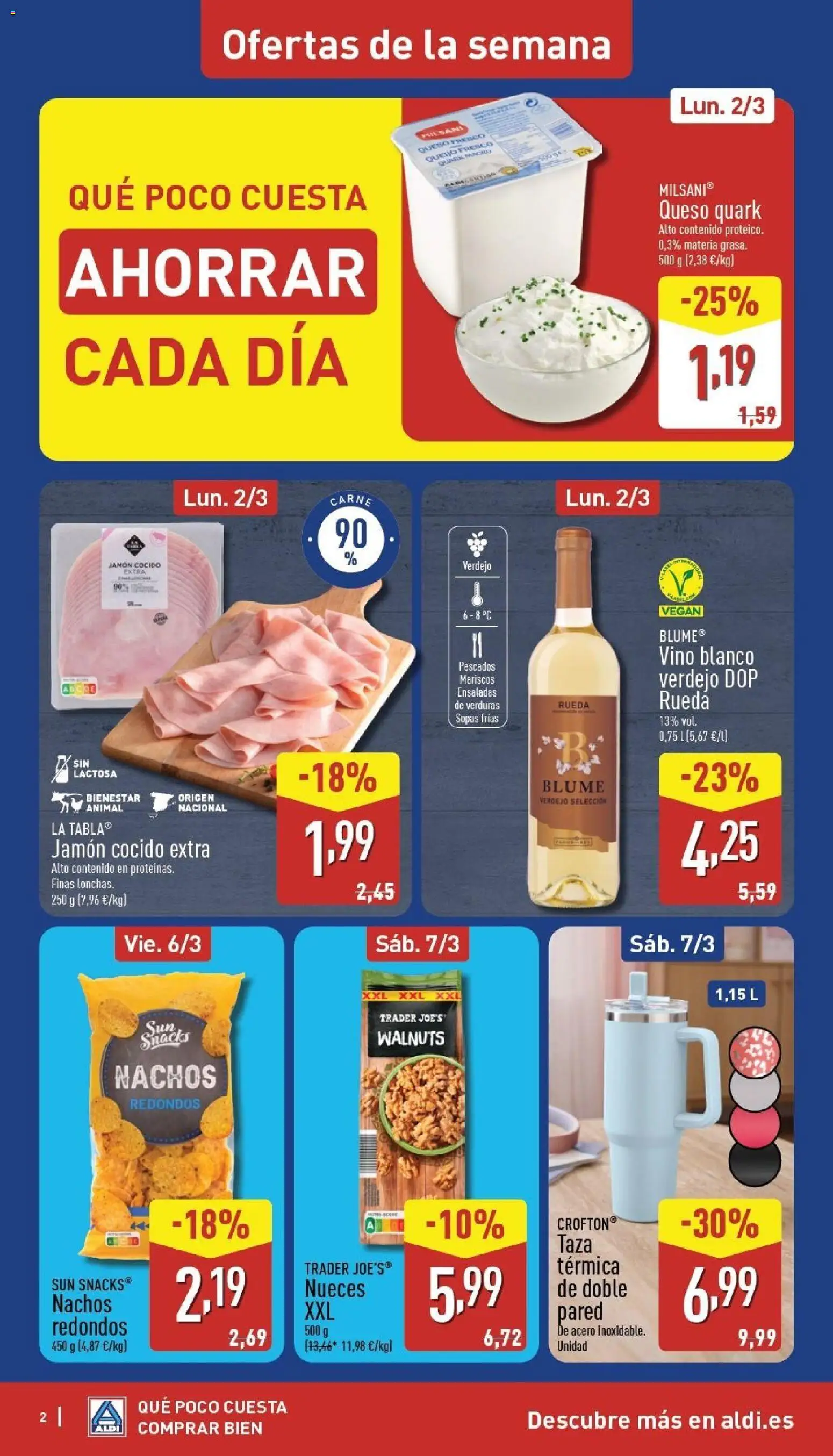 Aldi folleto Península │ válido desde el 02.03.2026 | Página: 2 | Productos: Καλτσάκια μισά, Jamón, Jamón cocido, Queso fresco