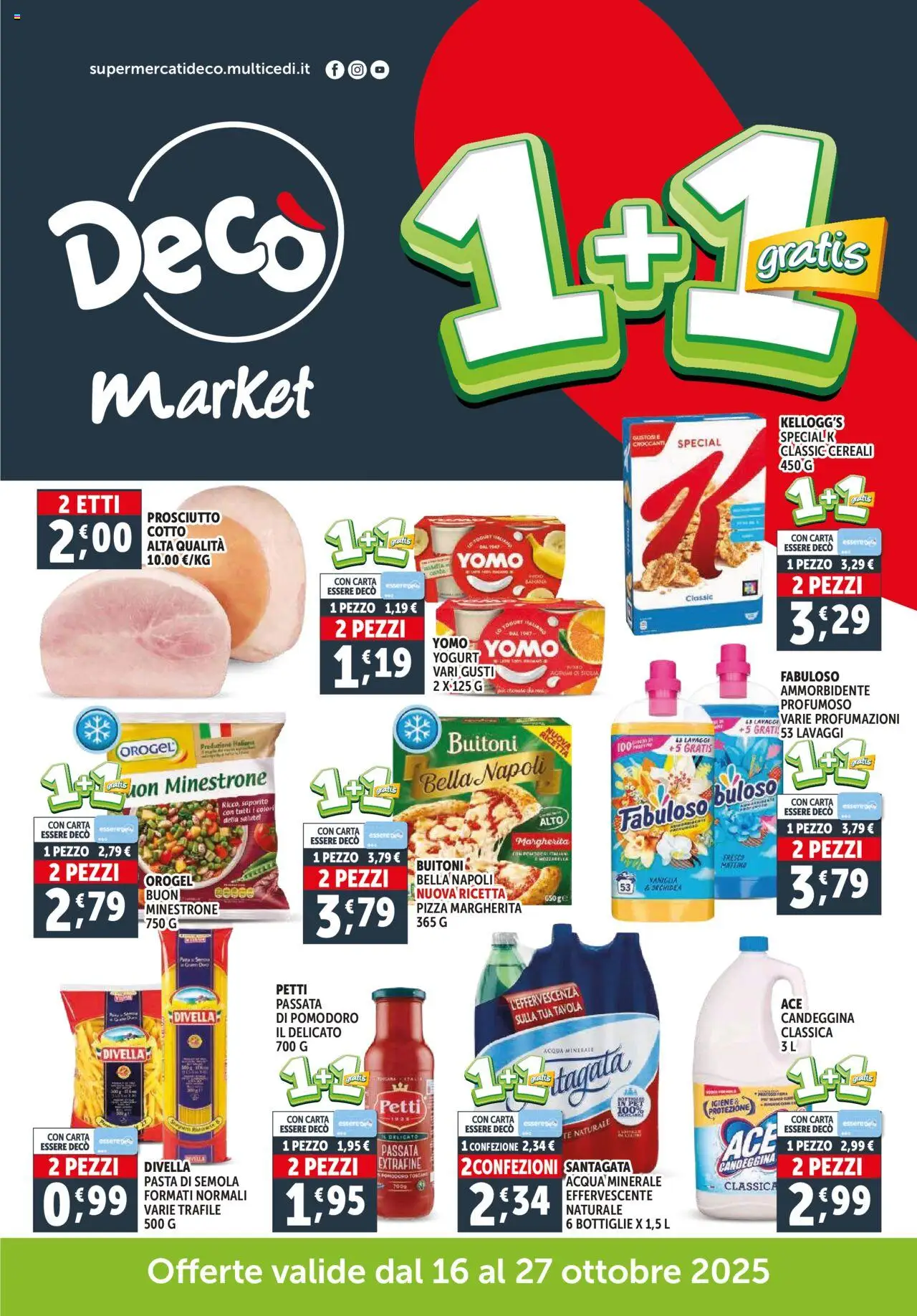 Volantino Decò del 16.10.2025 | Pagina: 1 | Prodotti: Pizza, Tè, Cereali, Pasta