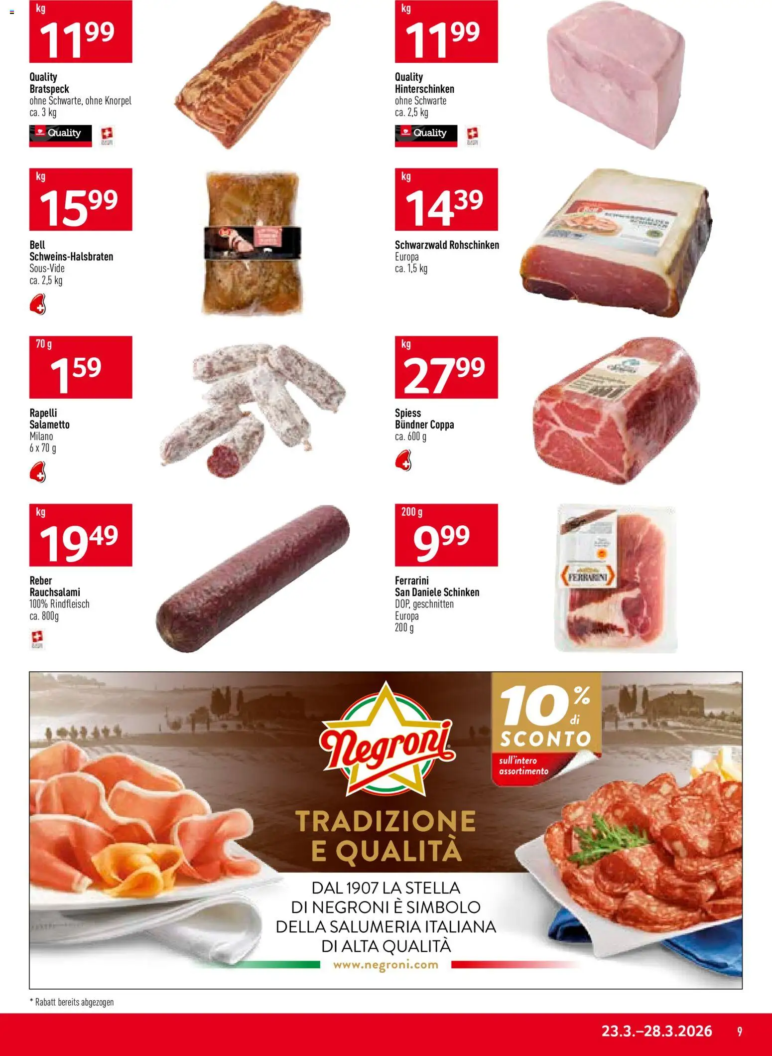 Prodega aktionen – gültig ab 23.03.2026 | Seite: 9 | Produkte: Schinken, Rindfleisch