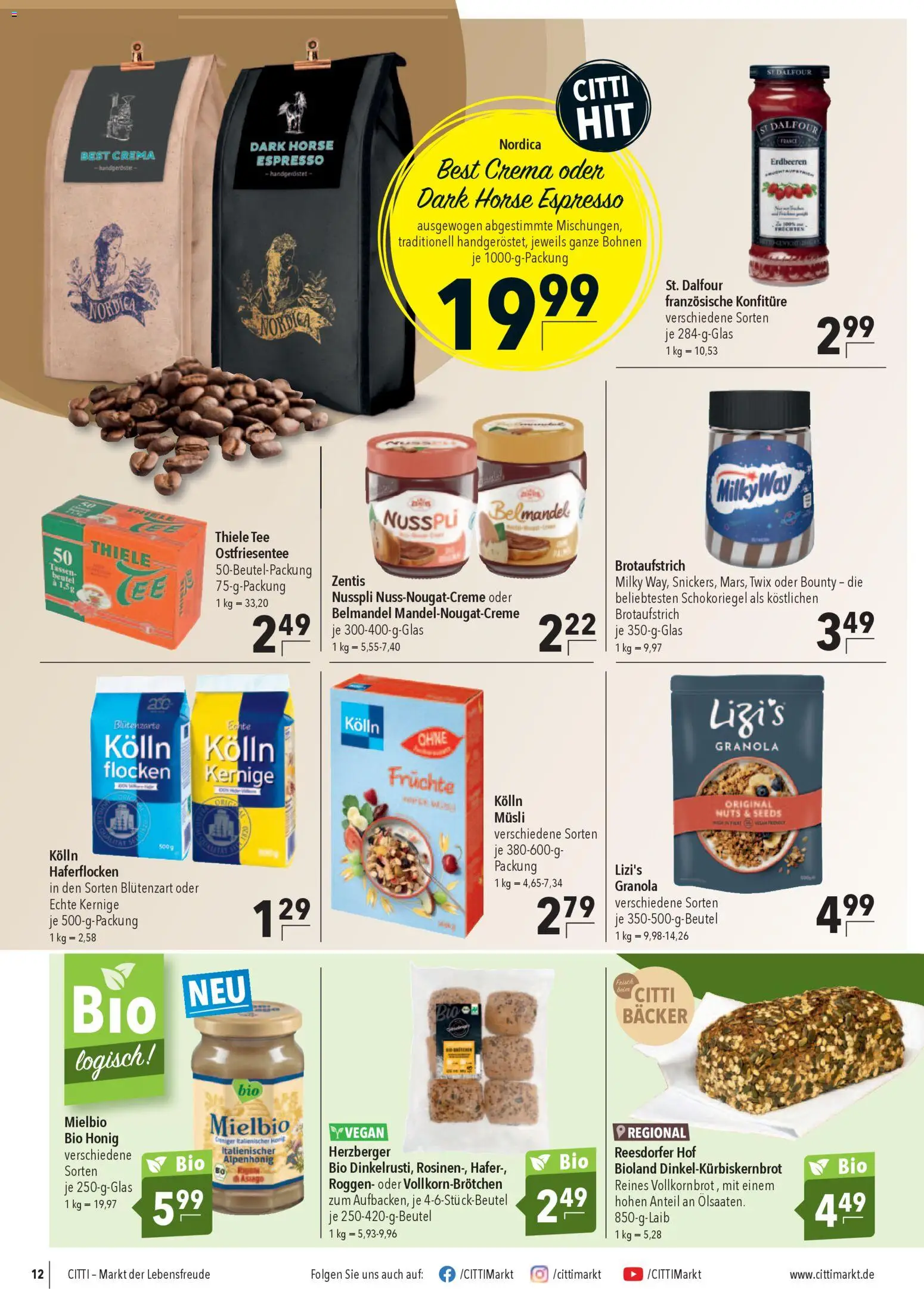 CITTI Markt Prospekt 	 – gültig ab 25.03.2026 | Seite: 12 | Produkte: Kolln, Twix, Erdbeeren, Flocken