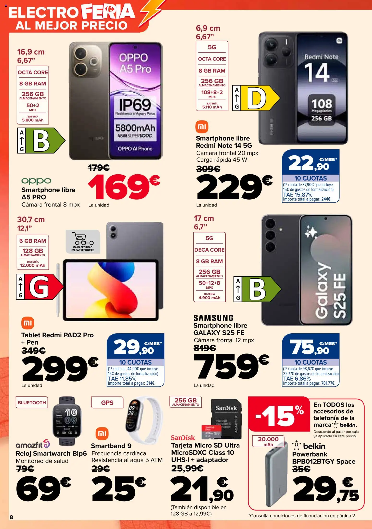 Carrefour folleto │ válido desde el 28.10.2025 | Página: 8 | Productos: Smartphone, Cámara, Adaptador, Caja