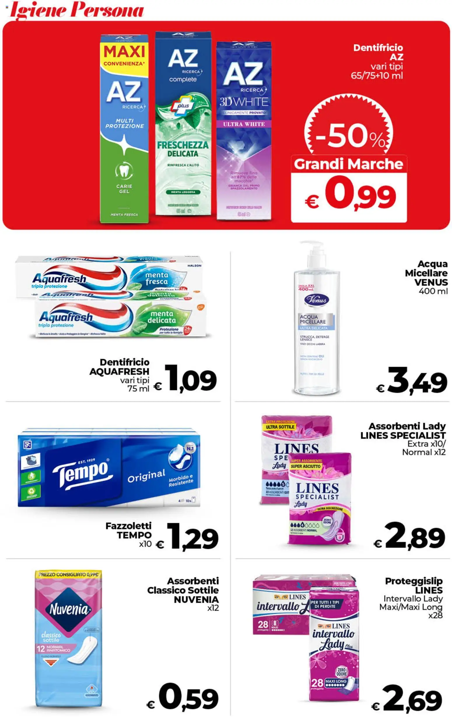 Volantino COOP del 13.02.2026 | Pagina: 52 | Prodotti: Dentifricio, Fazzoletti, Acqua, Menta
