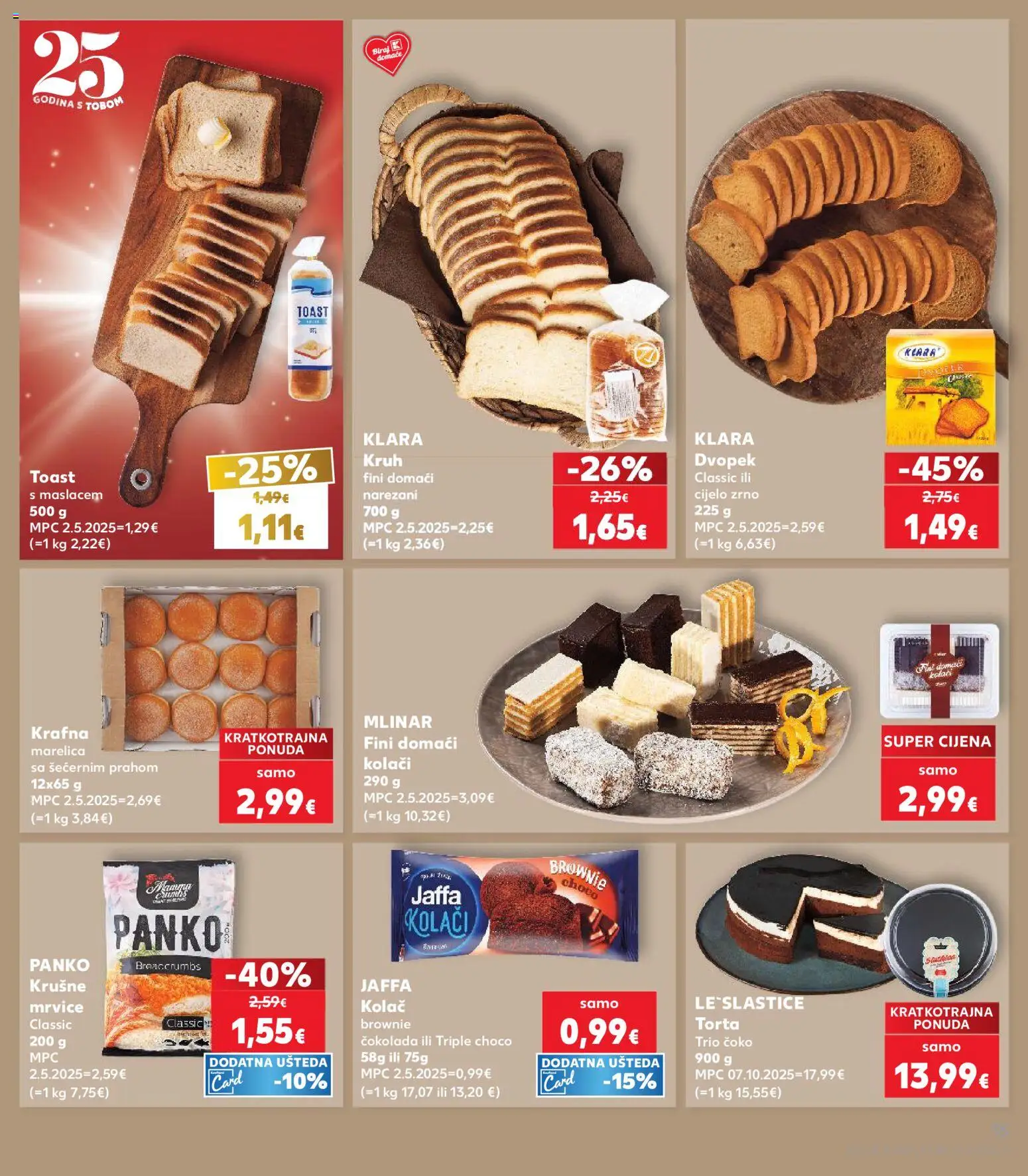 Kaufland katalog | vrijedi od 29.04.2026 | Stranica: 15 | Proizvodi: Krušne mrvice, Toast, Dvopek, Torta