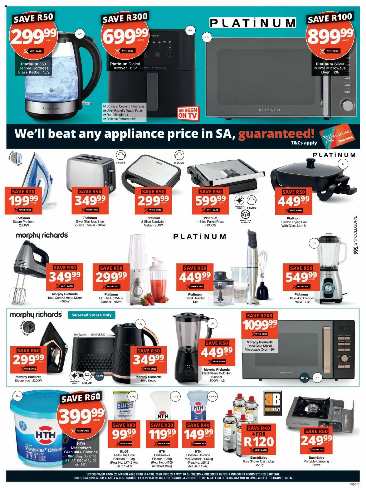 New Checkers catalogue – valid from 23.03.2026 | Page: 21 | Products: Oven, Microwave oven, Press, Blender