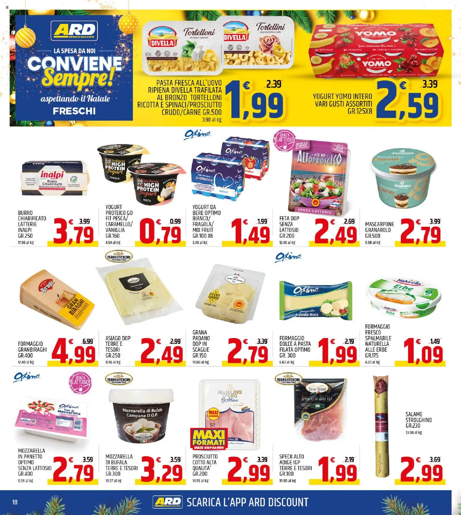Volantino ARD Discount del 11.12.2025 | Pagina: 18 | Prodotti: Speck, Panna, Formaggio, Spinaci