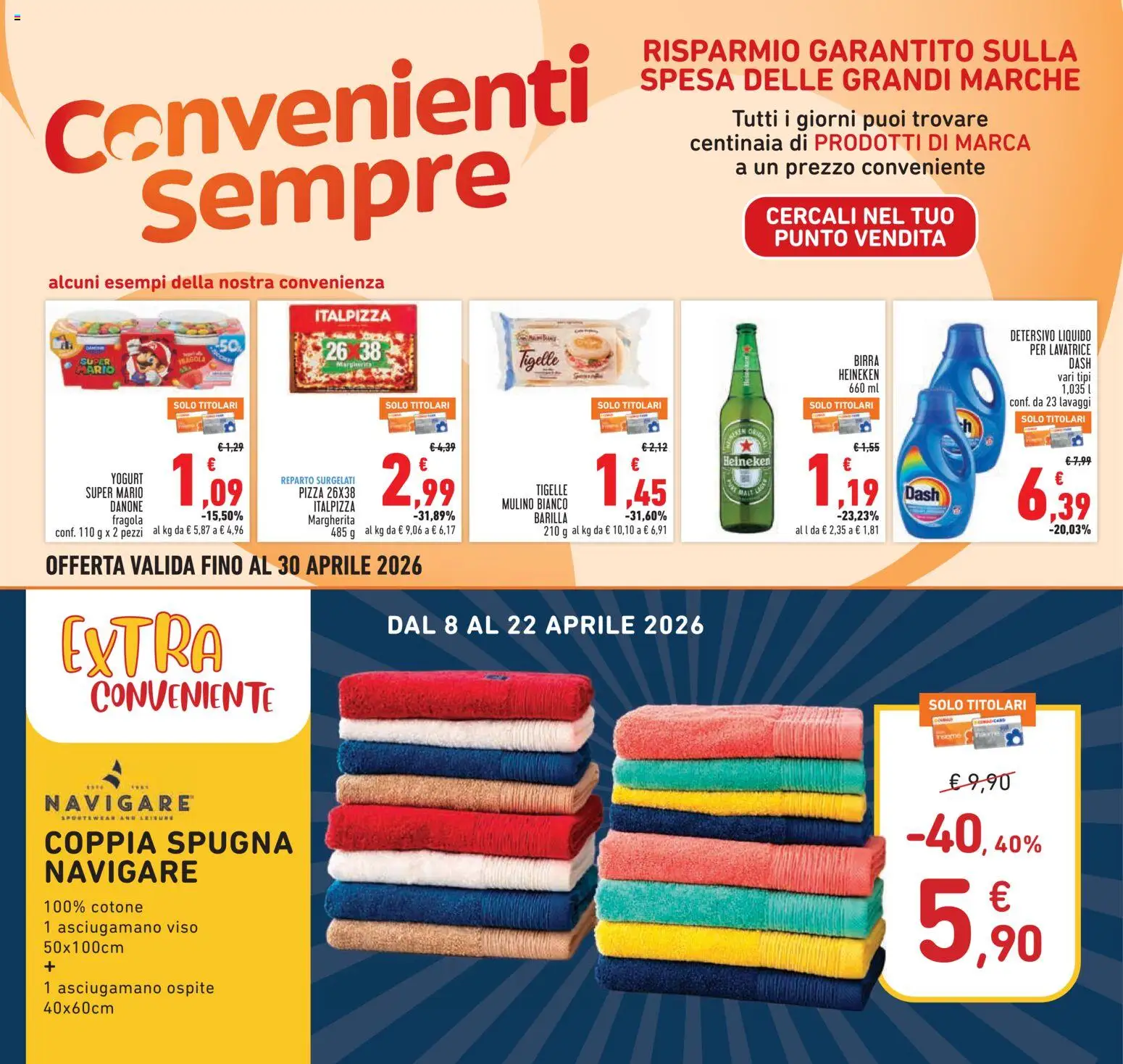 Volantino Conad del 08.04.2026 | Pagina: 24 | Prodotti: Yogurt, Pizza, Lavatrice, Heineken