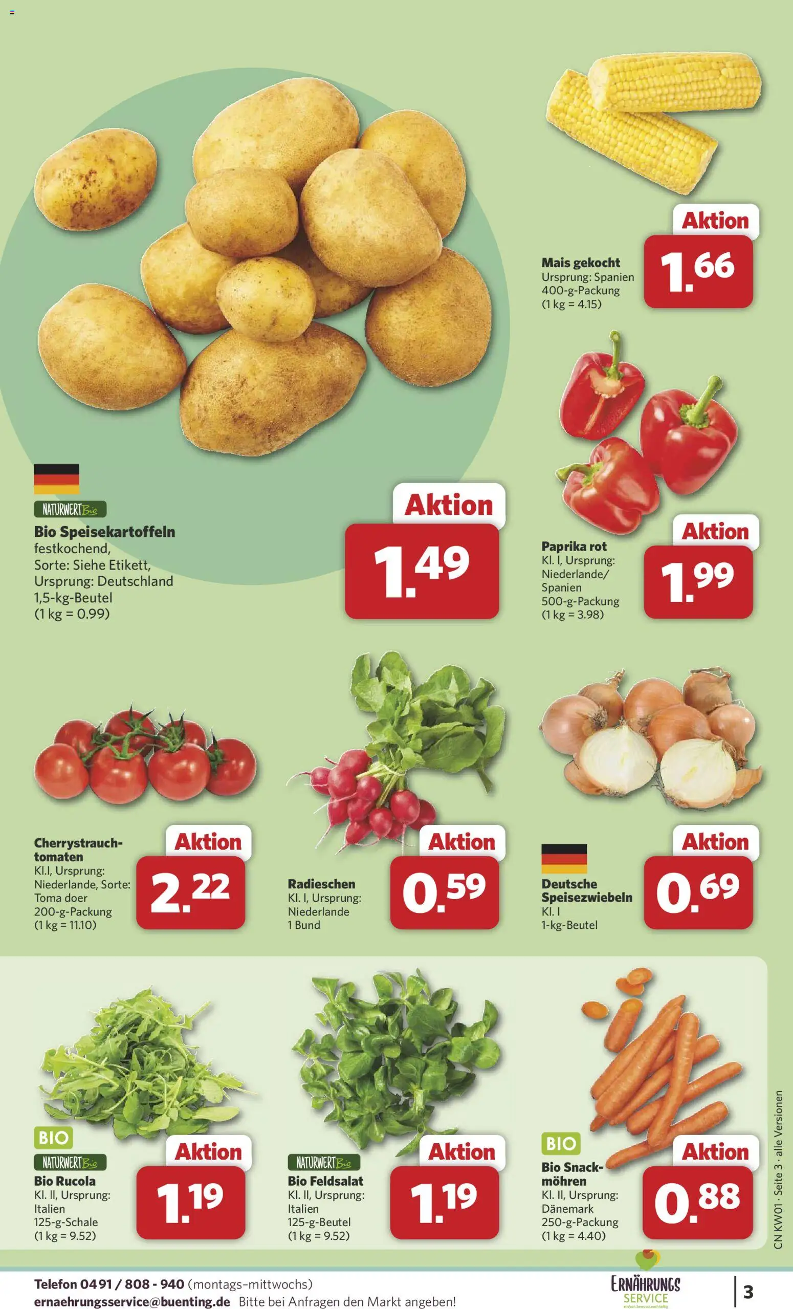 Combi Prospekt 	 – gültig ab 29.12.2025 | Seite: 3 | Produkte: Paprika rot, Tomaten, Mohren, Telefon