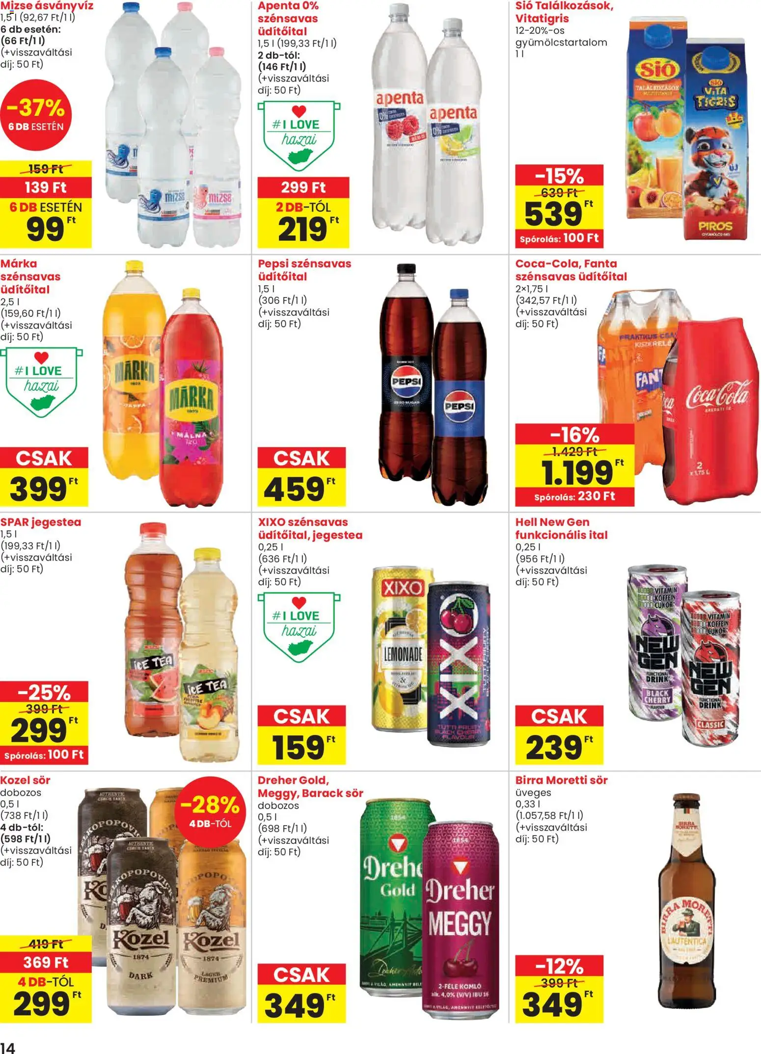 Spar akciós ujság - amely érvényes a következő dátumtól: 30.10.2025 | Oldal: 14 | Termékek: Málna, Coca Cola, Ásványvíz, Knedle