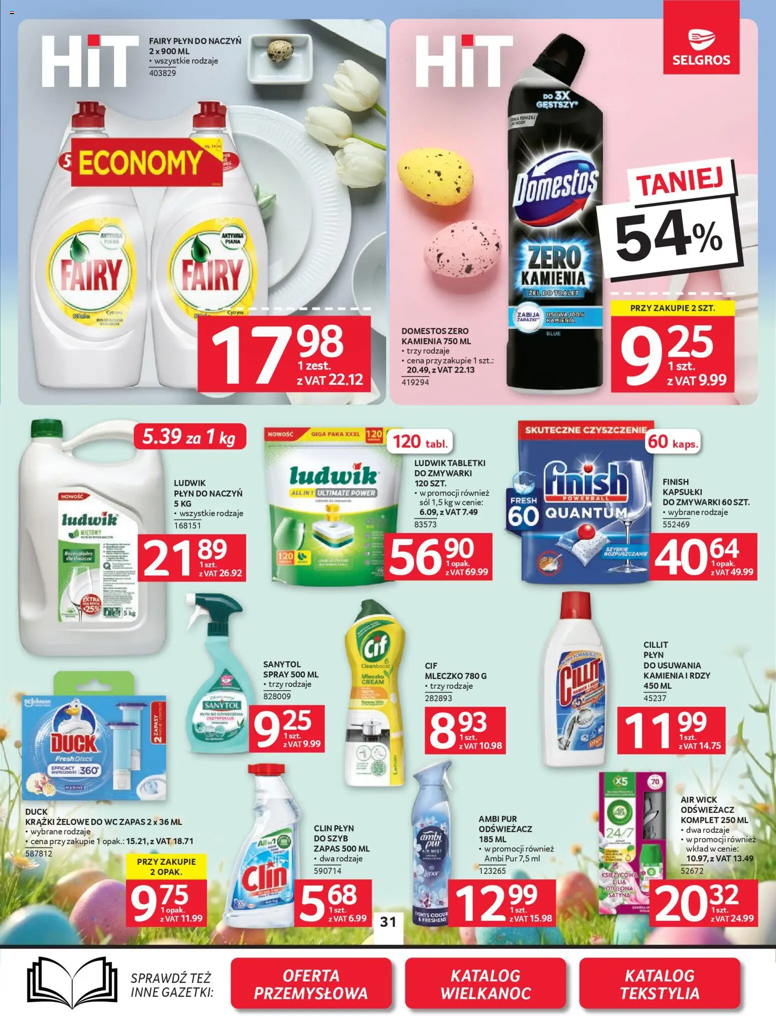 Selgros cash&carry gazetka od 19.03.2026 | Strona: 26 | Produkty: Odświeżacz, Domestos, Tabletki do zmywarki Finish, Tabletki do zmywarki