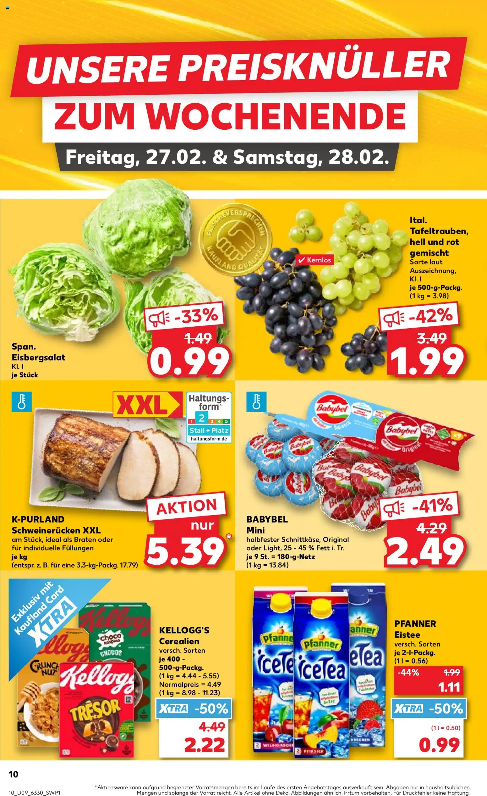 Kaufland prospekt Hamburg	 – gültig ab 26.02.2026 | Seite: 10 | Produkte: Eisbergsalat, Pfanner eistee, Schweinerucken, Babybel
