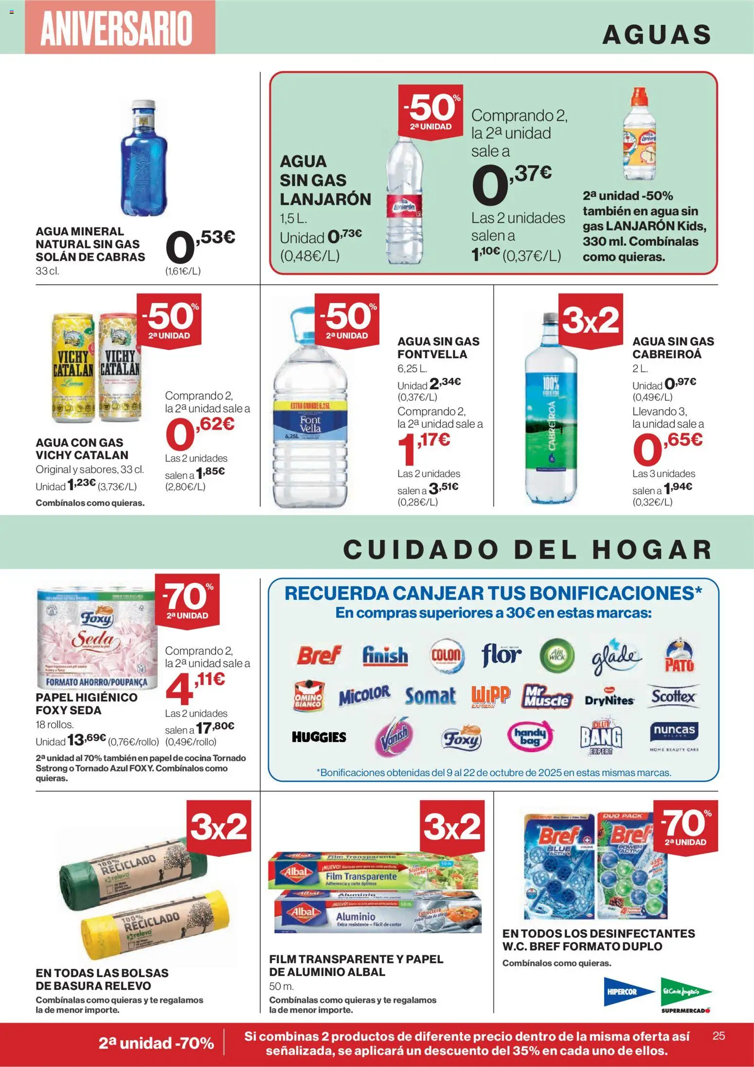 El Corte Inglés ofertas │ válido desde el 23.10.2025 | Página: 35 | Productos: Papel higienico, Té, Cocina, Agua mineral