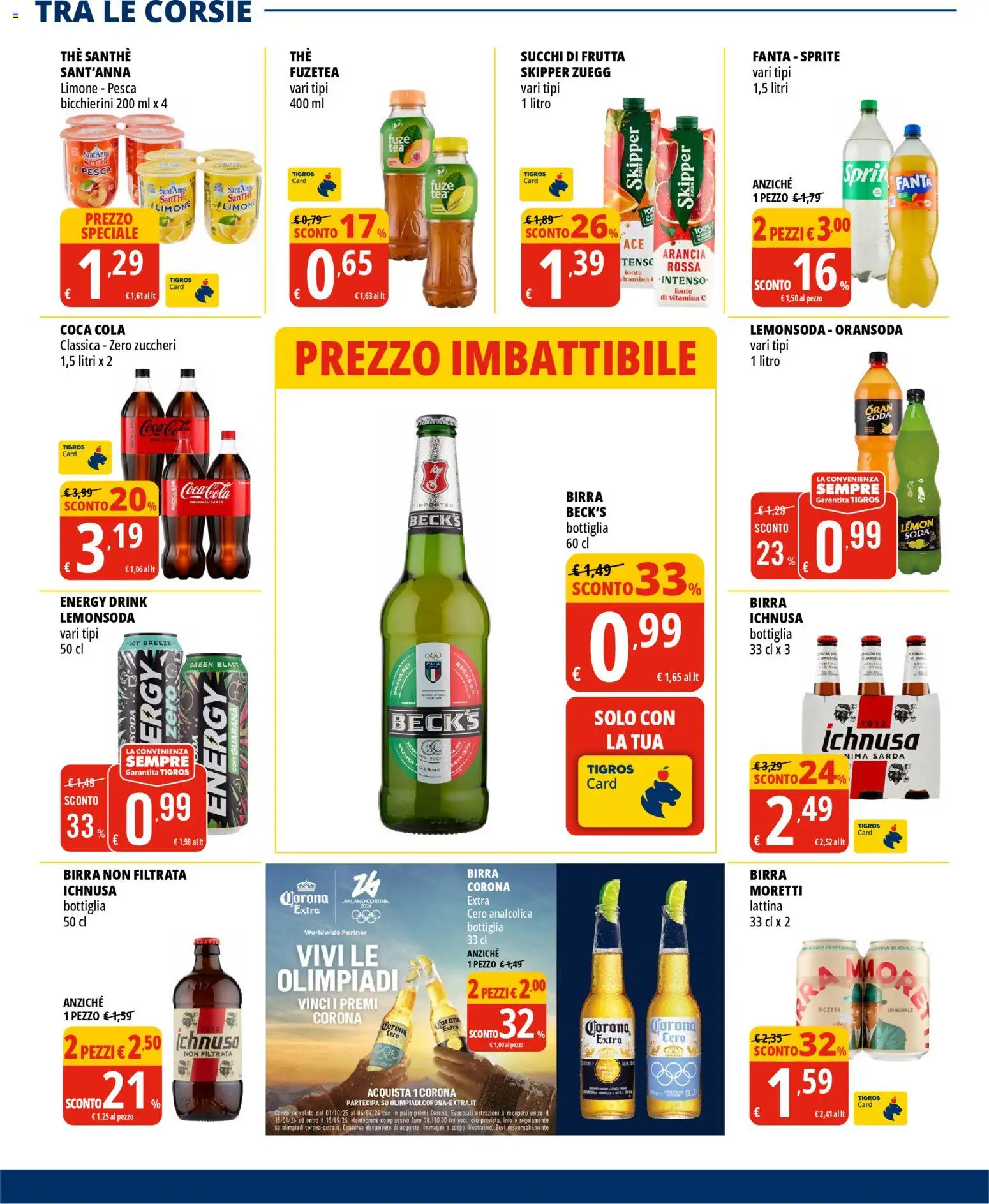 Volantino Tigros del 11.02.2026 | Pagina: 15 | Prodotti: Limone, Pesca, Fanta, Coca Cola