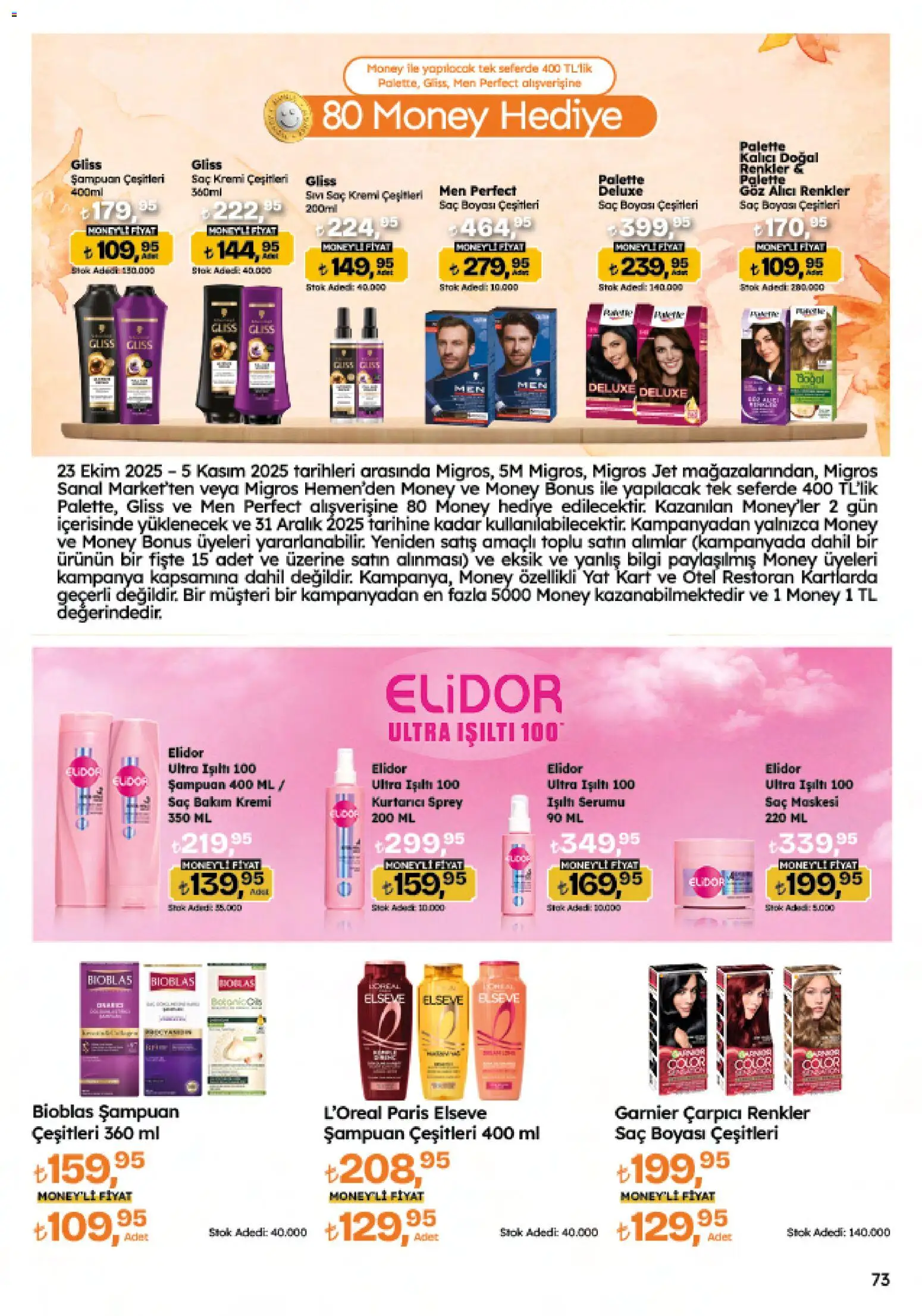 Migros Katalog - 5M Migroskop Dijital - 23.10.2025 tarihinden itibaren geçerlidir | Sayfa: 73 | Ürünler: Şampuan, Saç Kremi, Saç maskesi
