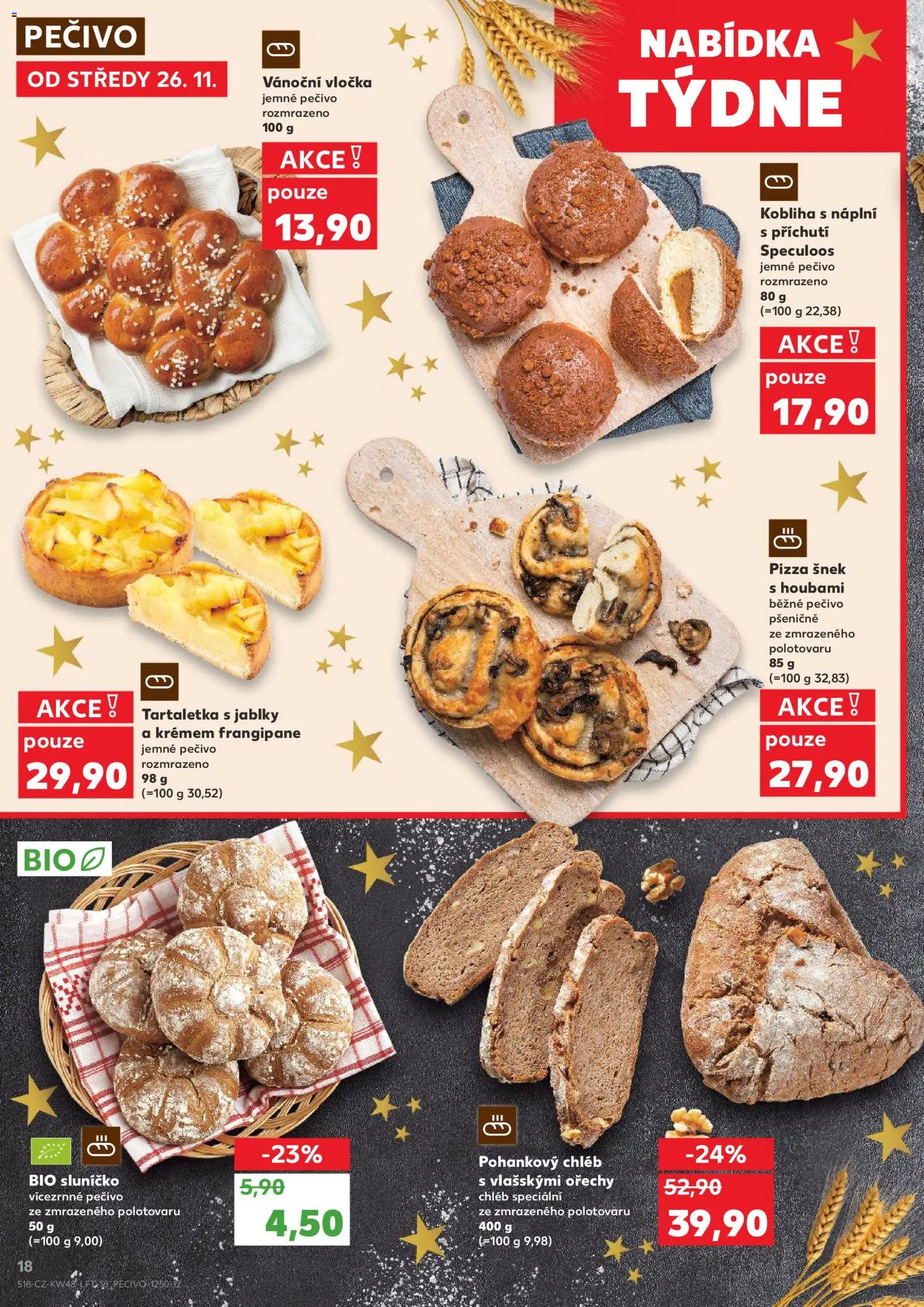 Kaufland leták - Plzeň Bory od 26.11.2025 | Strana: 18 | Produkty: Chléb, Pizza, Ořechy, Pečivo