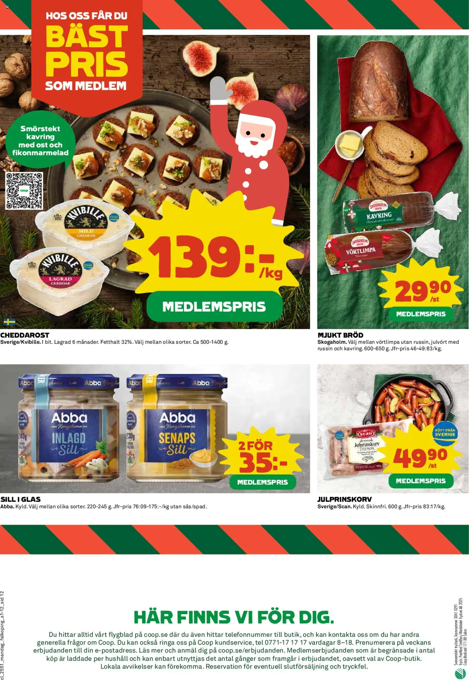 Coop reklamblad aktuell från 15.12.2025 | Sida: 12 | Produkter: Cheddar, Sill, Ost, Bröd