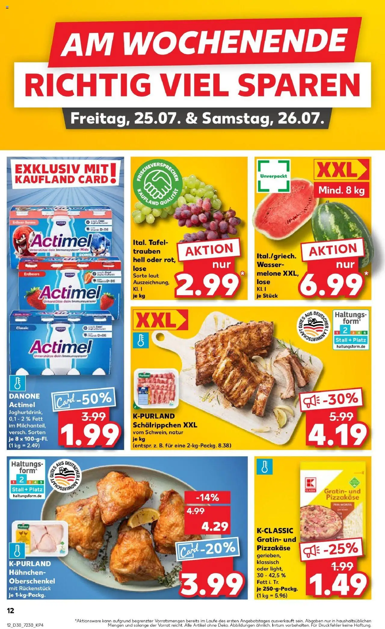 Kaufland prospekt Bottrop	 - gültig ab dem 23.07.2025 | Seite: 12 | Produkte: Hahnchen, Trauben, Wassermelone, Melone