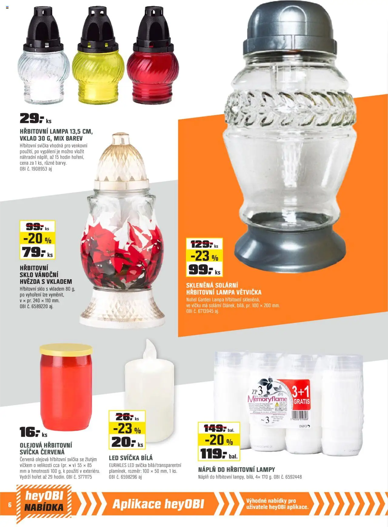 OBI leták od 01.10.2025 | Strana: 6 | Produkty: Svíčka, Lampa, LED