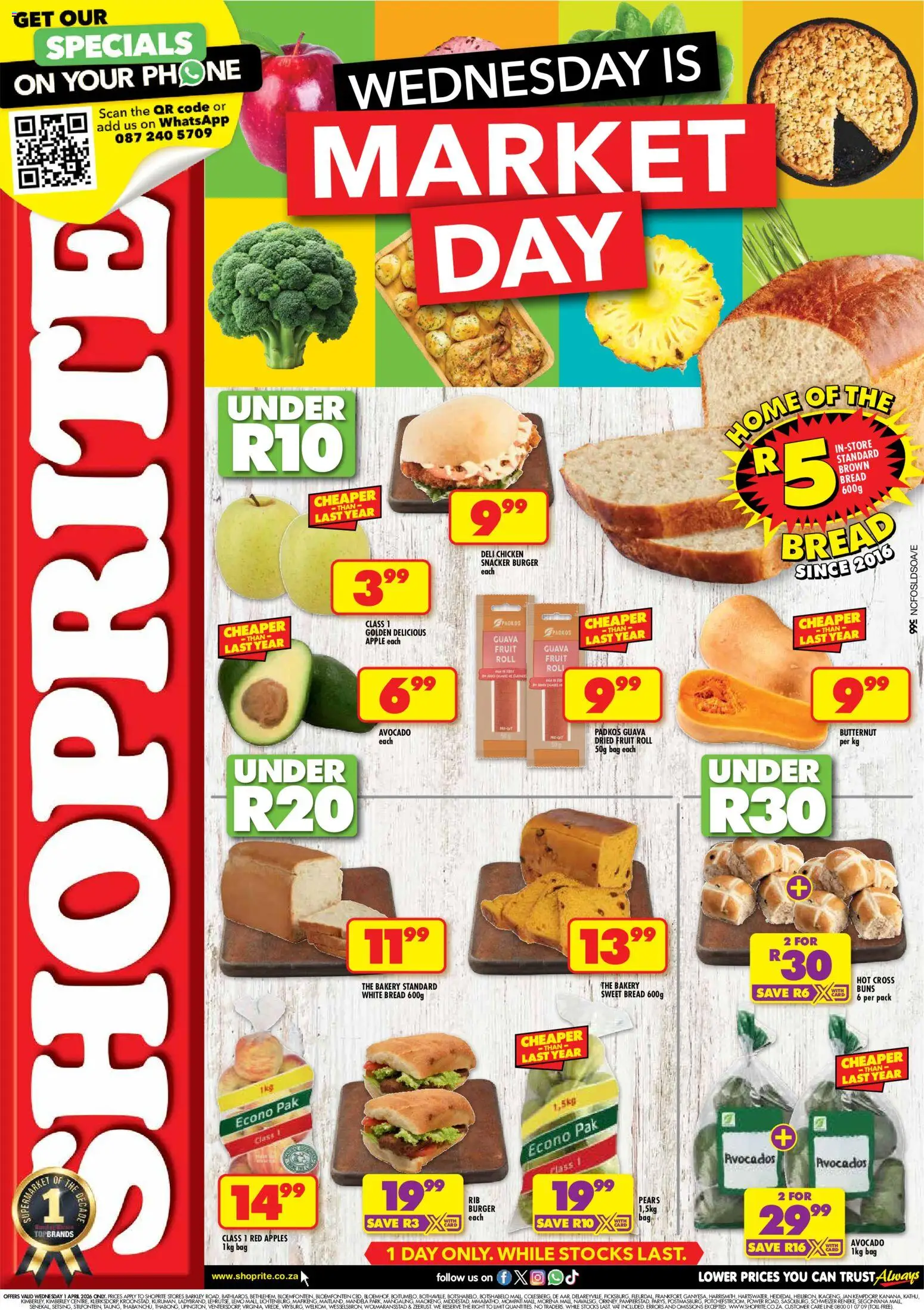 New Shoprite catalogue – valid from 01.04.2026 | Page: 1 | Products: Pears, Apples, Avocados, Fruit