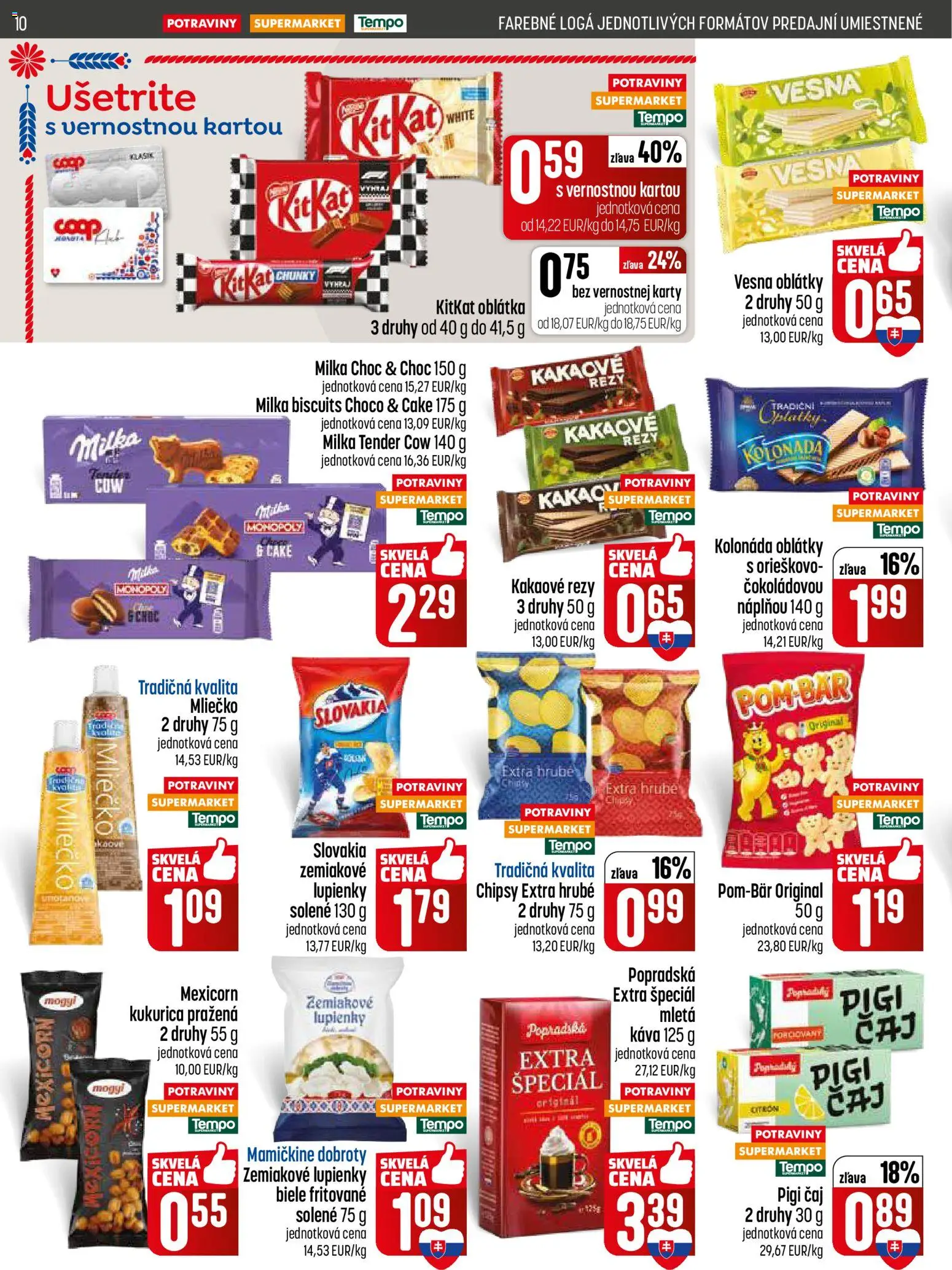 Nové COOP Jednota akcie – leták je platný od 23.04.2026 | Strana: 10 | Produkty: Káva, Popradská káva, Chipsy, Milka