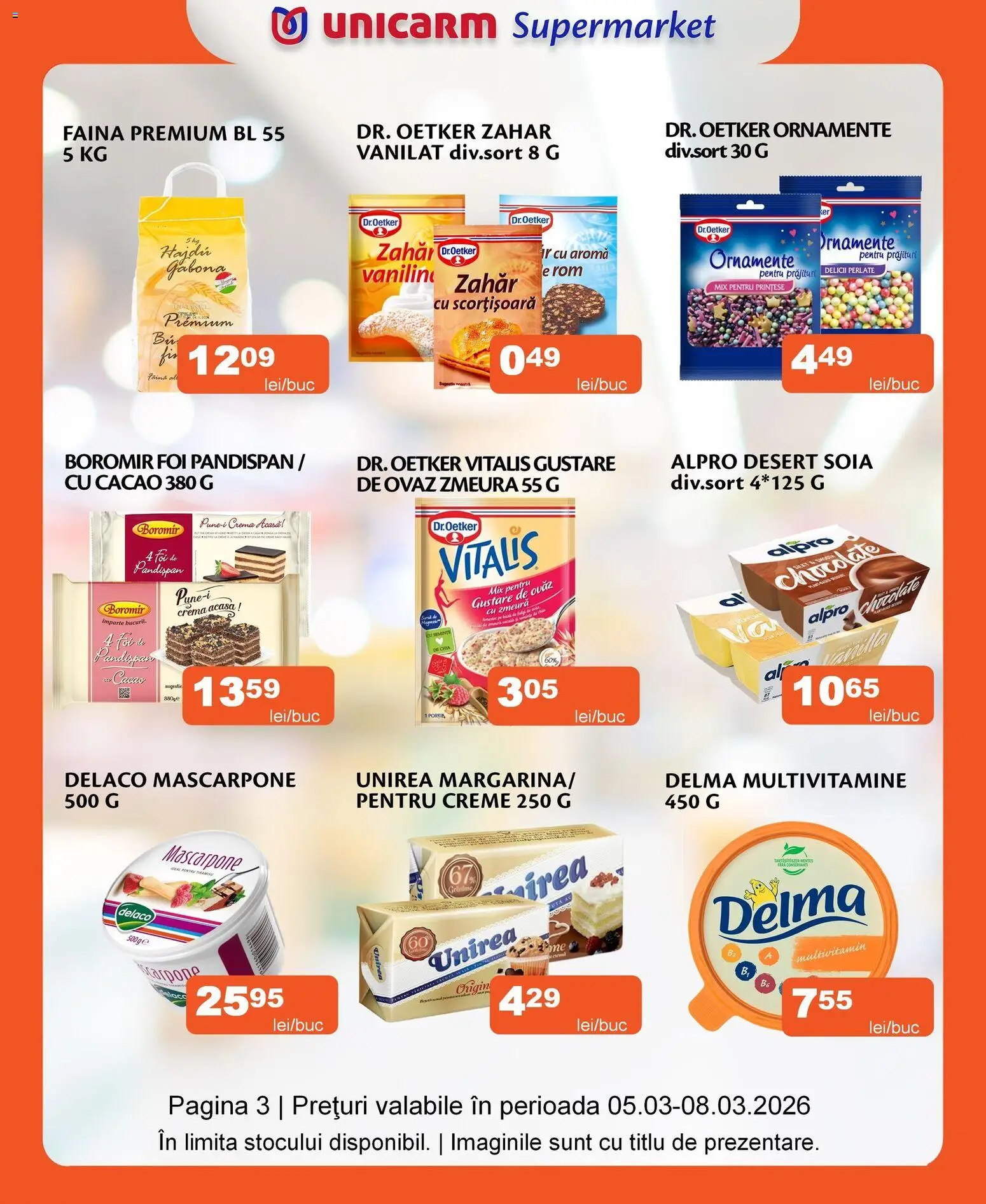 Noul catalog Unicarm – valabil de la 05.03.2026 | Pagină: 5 | Produse: Arahide, Soda, Ciocolată, Baton cereale