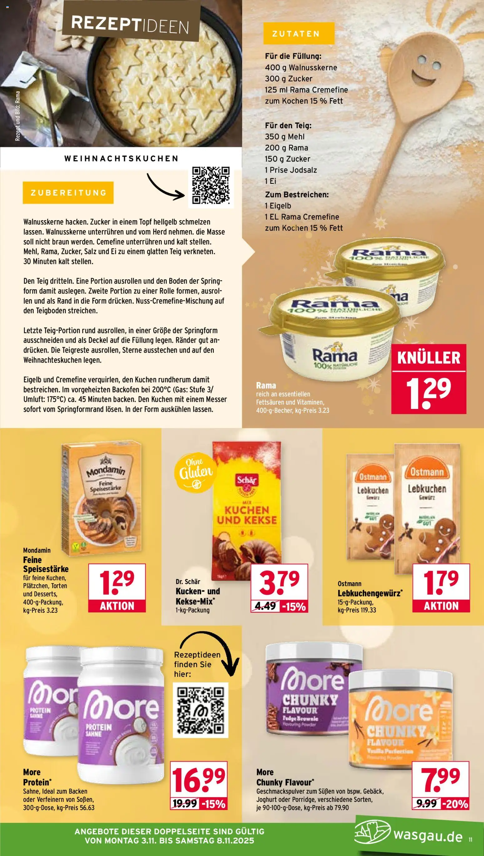 Wasgau Prospekt 	 – gültig ab 03.11.2025 | Seite: 11 | Produkte: Herd, Rama, Mehl, Kuchen