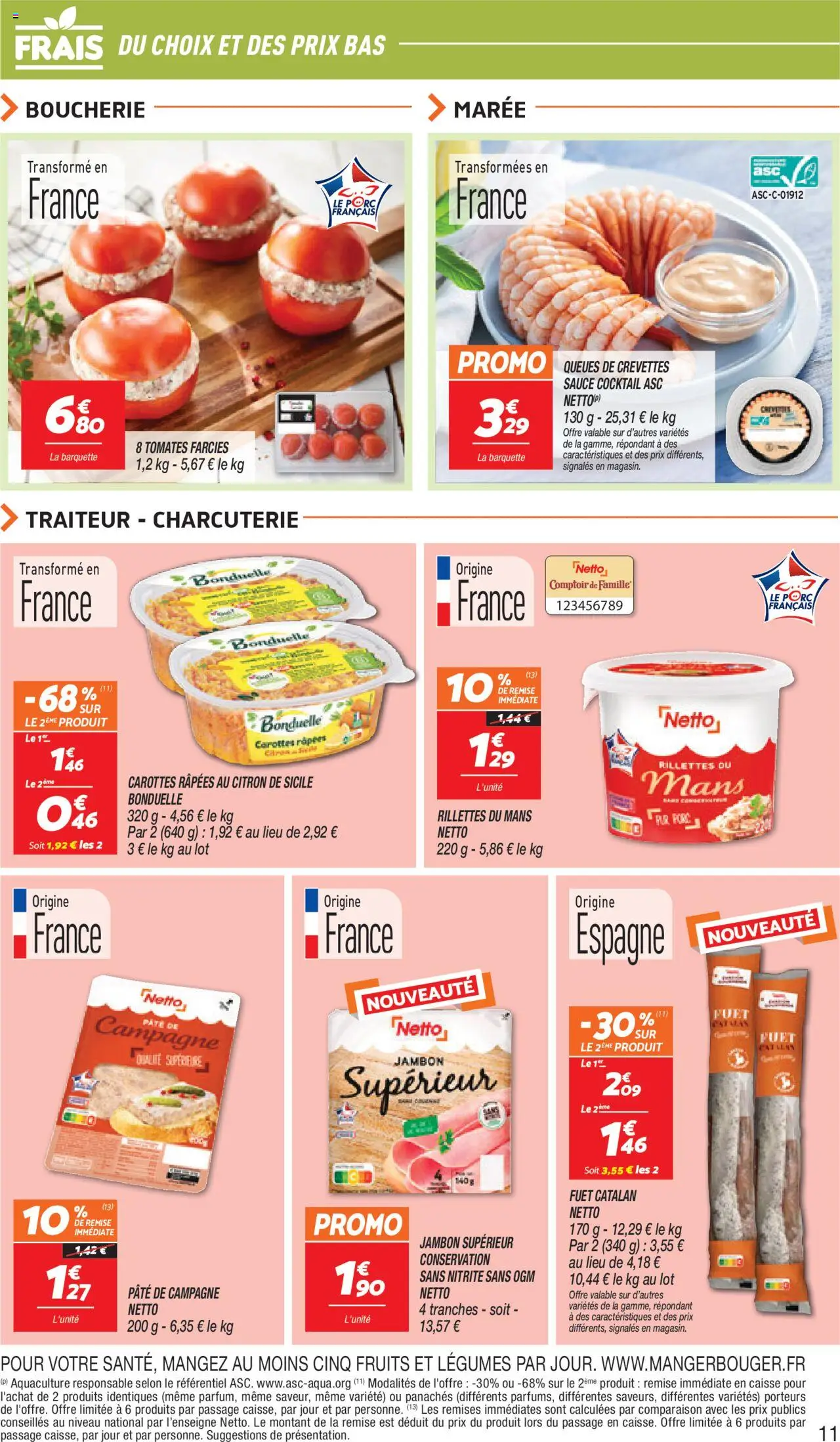 | Page: 11 | Produits: Carottes, Jambon, Porc, Tomates