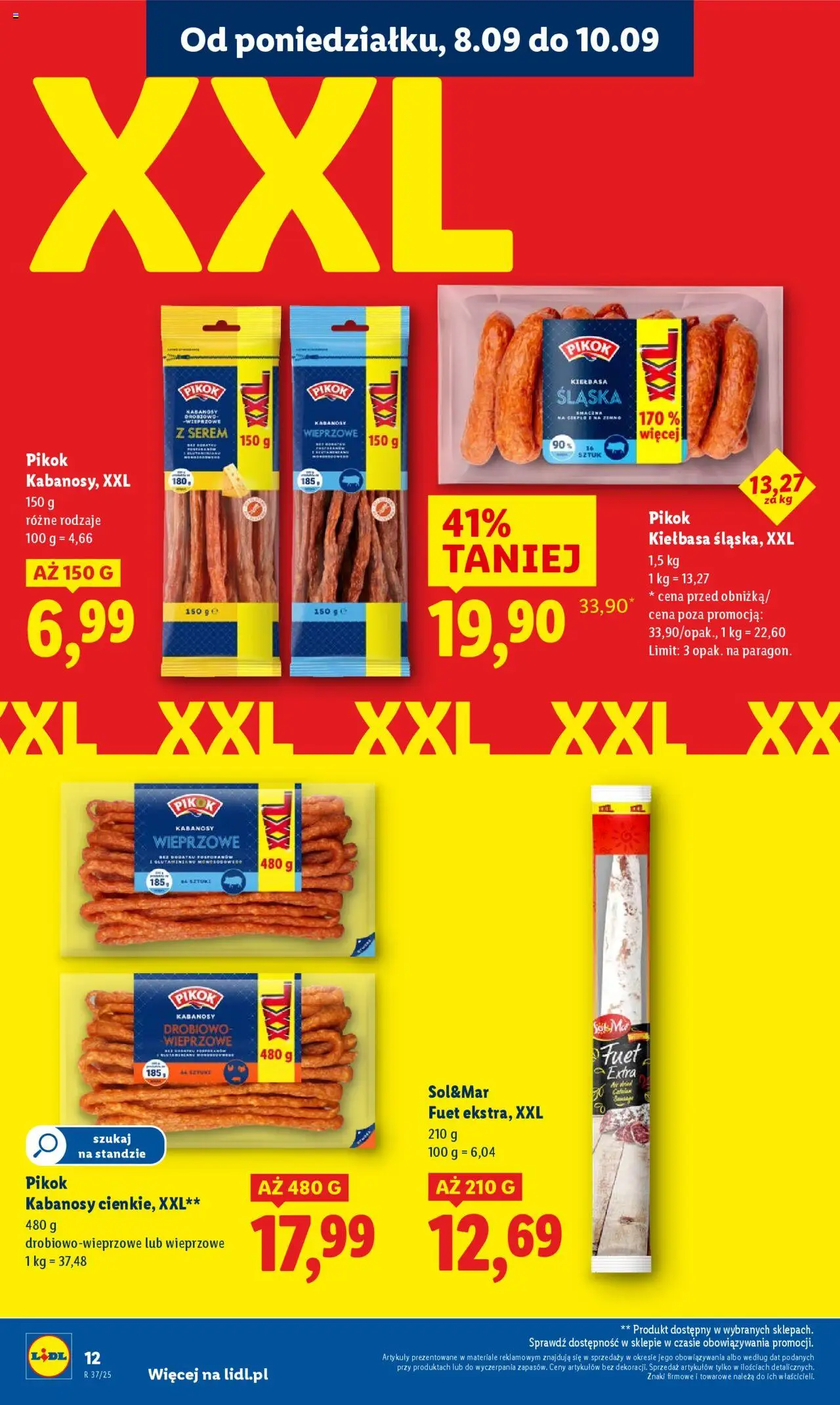 Lidl Gazetka od 08.09.2025 | Strona: 14 | Produkty: Kiełbasa, Fuet, Kiełbasa śląska, Sól