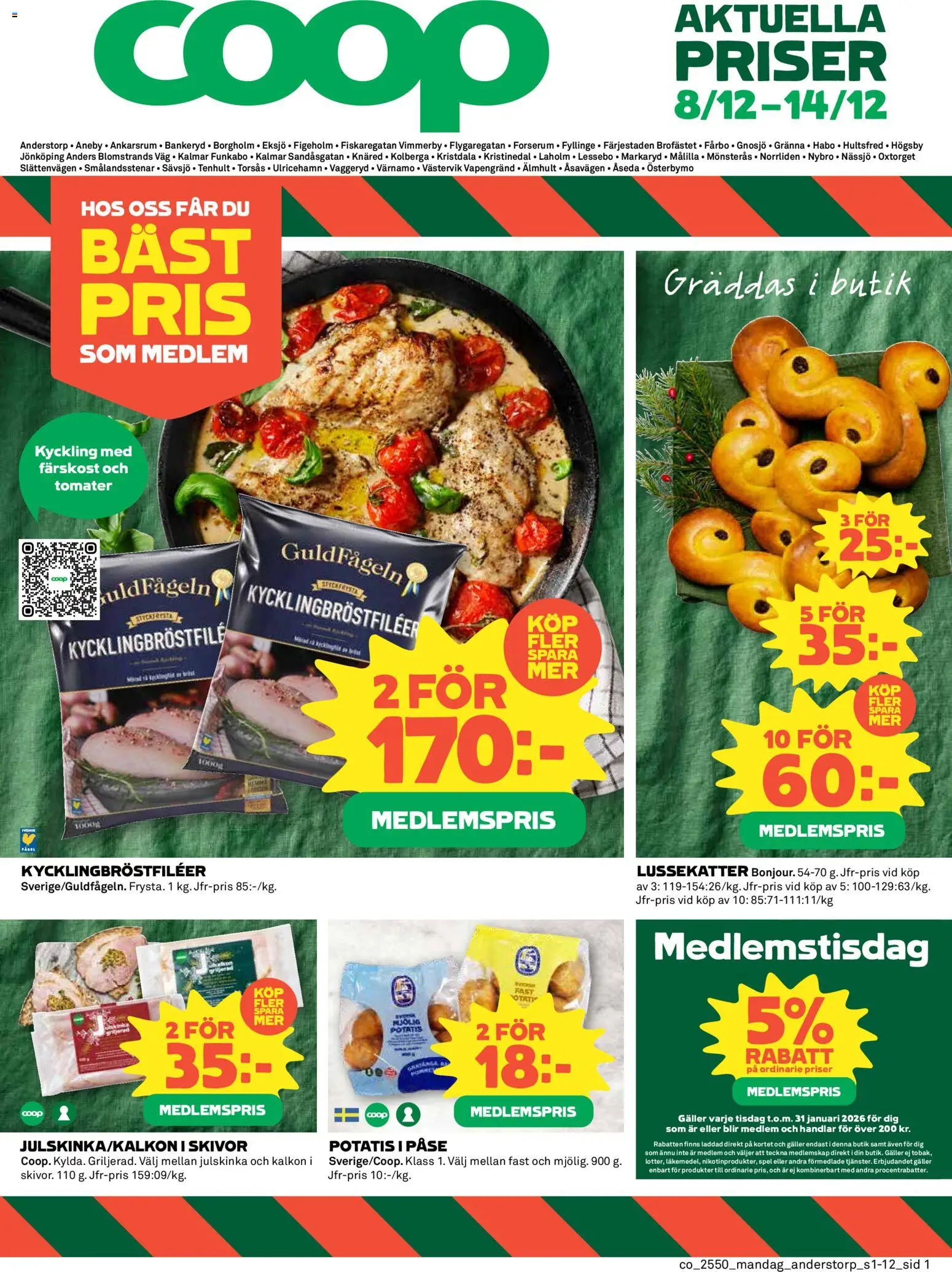 Coop reklamblad aktuell från 08.12.2025 | Sida: 1 | Produkter: Galler, Kalkon, Potatis, Spel