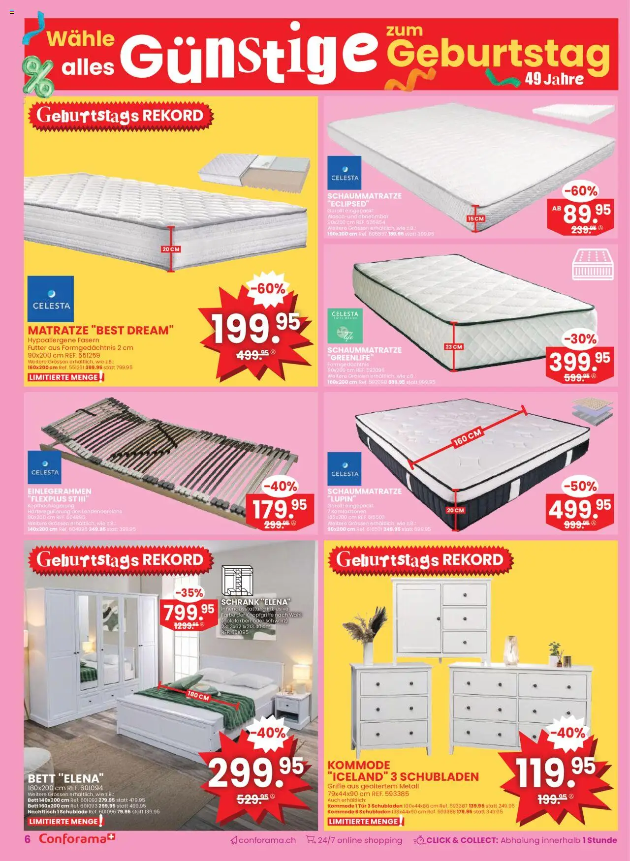 Conforama Aktionen – gültig ab 10.09.2025 | Seite: 6 | Produkte: Matratze, Nachttisch, Schrank, Bett