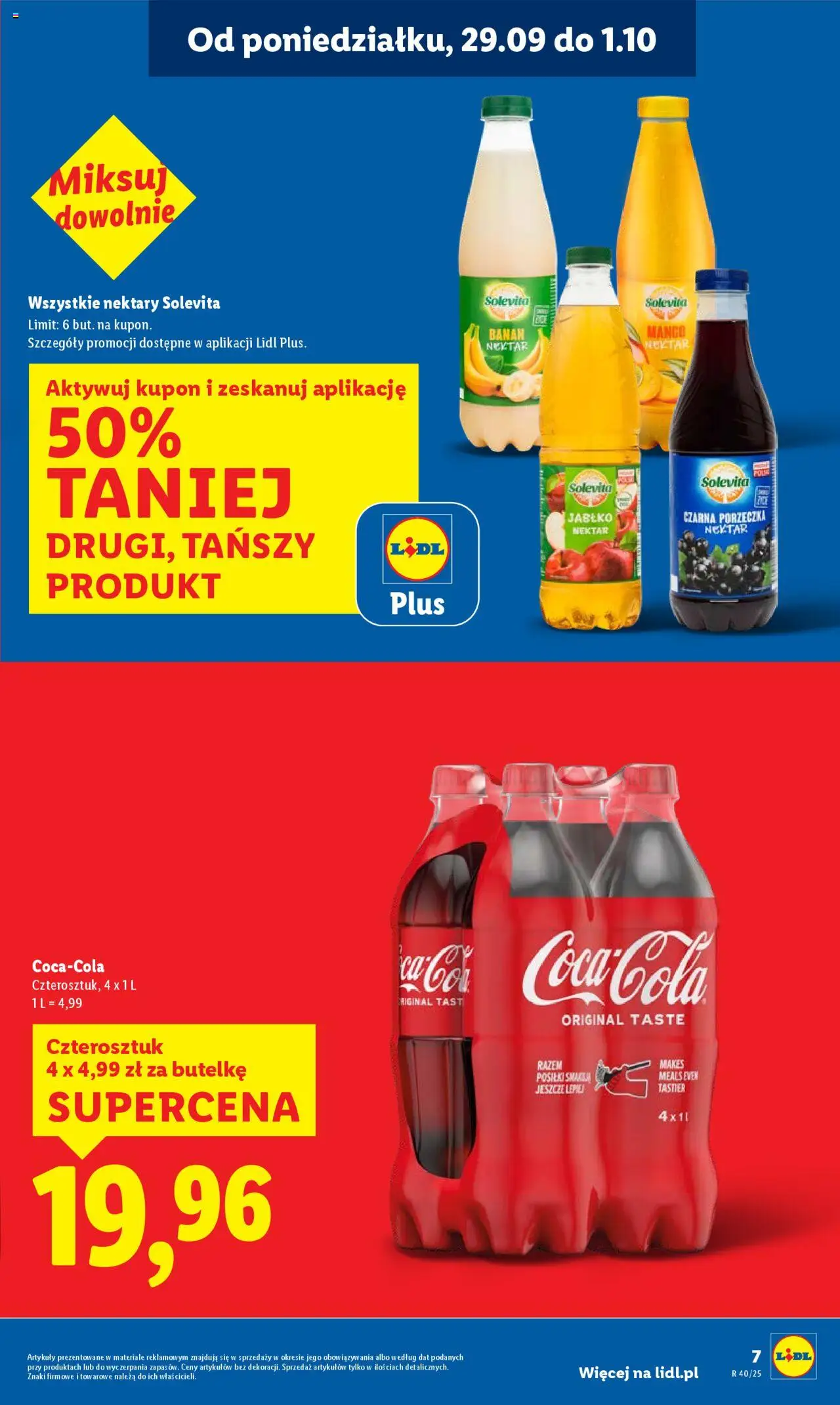 Lidl Gazetka od 29.09.2025 | Strona: 7 | Produkty: Mango, Coca cola, Porzeczka, Banan