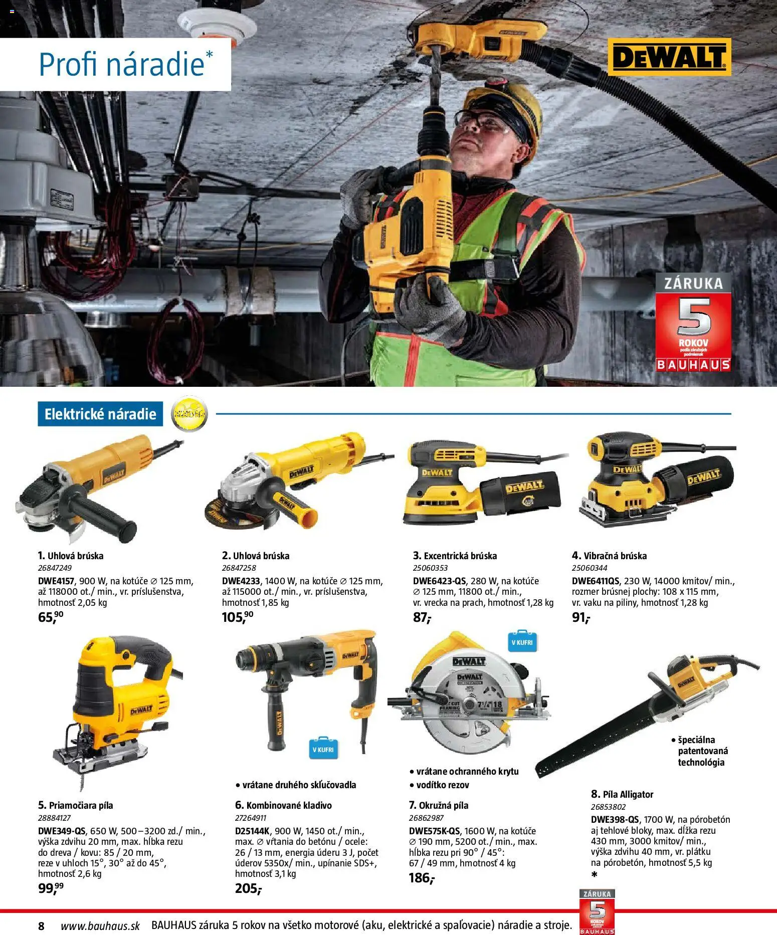 Nové Bauhaus akcie – leták je platný od 26.01.2026 | Strana: 8 | Produkty: Píla, Náradie, Uhlová brúska