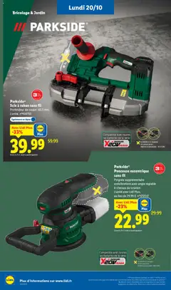 LIDL - Prévisualisation de Parkside® Ponceuse excentrique sans fil, Poignée supplémentaire antivibrations avec angle réglable, 6 vitesses de rotation, L'unité avec Lidl Plus, au lieu de 29,99 €. n°472047 valide à partir de 20.10.2025 | Page: 12