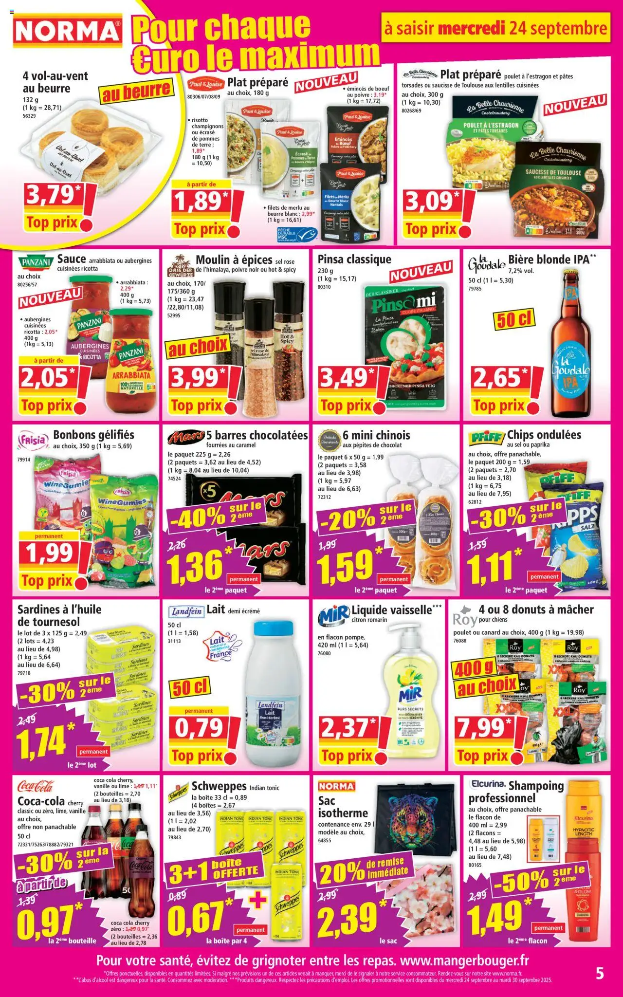  | Page: 5 | Produits: Citron, Pêche, Pépites de chocolat, Saucisse