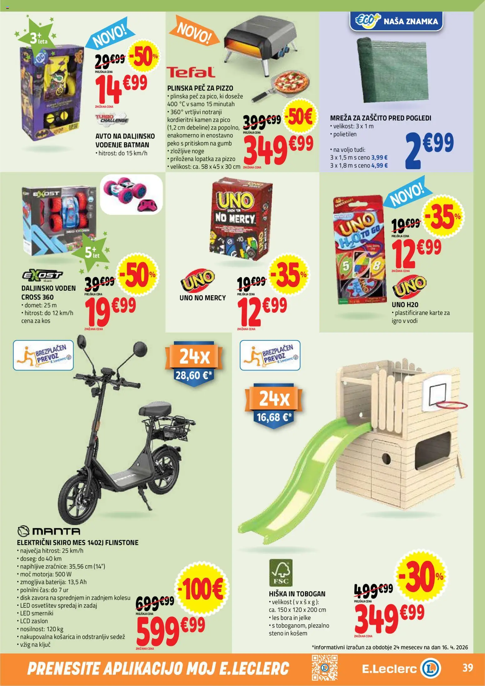 Novi E.leclerc katalog ponudbe – veljaven od 29.04.2026 | Stran: 39 | Izdelki: Baterija, Disk, Tobogan, Kos