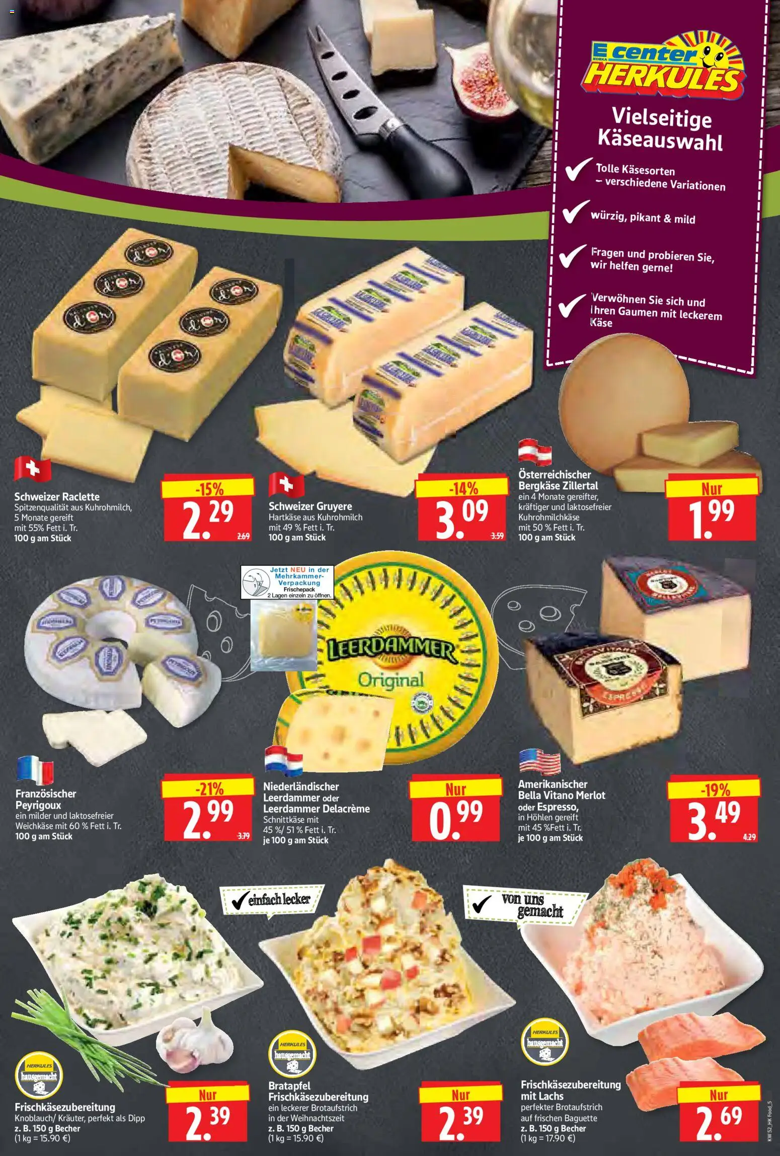 HERKULES Prospekt 	 – gültig ab 22.12.2025 | Seite: 5 | Produkte: Käse, Merlot, Baguette, Raclette