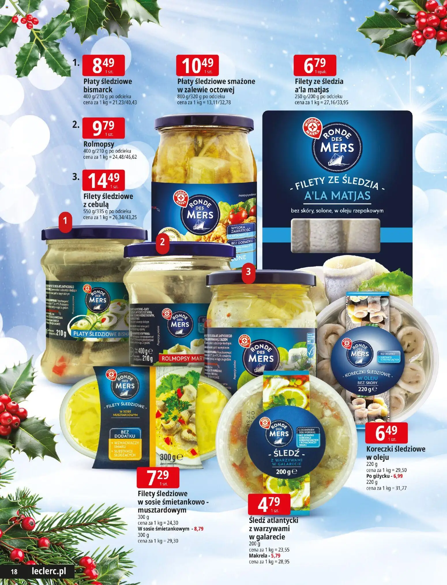 E.Leclerc Gazetka - Warszawa Jerozolimskie Święta od 09.12.2025 | Strona: 18 | Produkty: Śledź, Makrela
