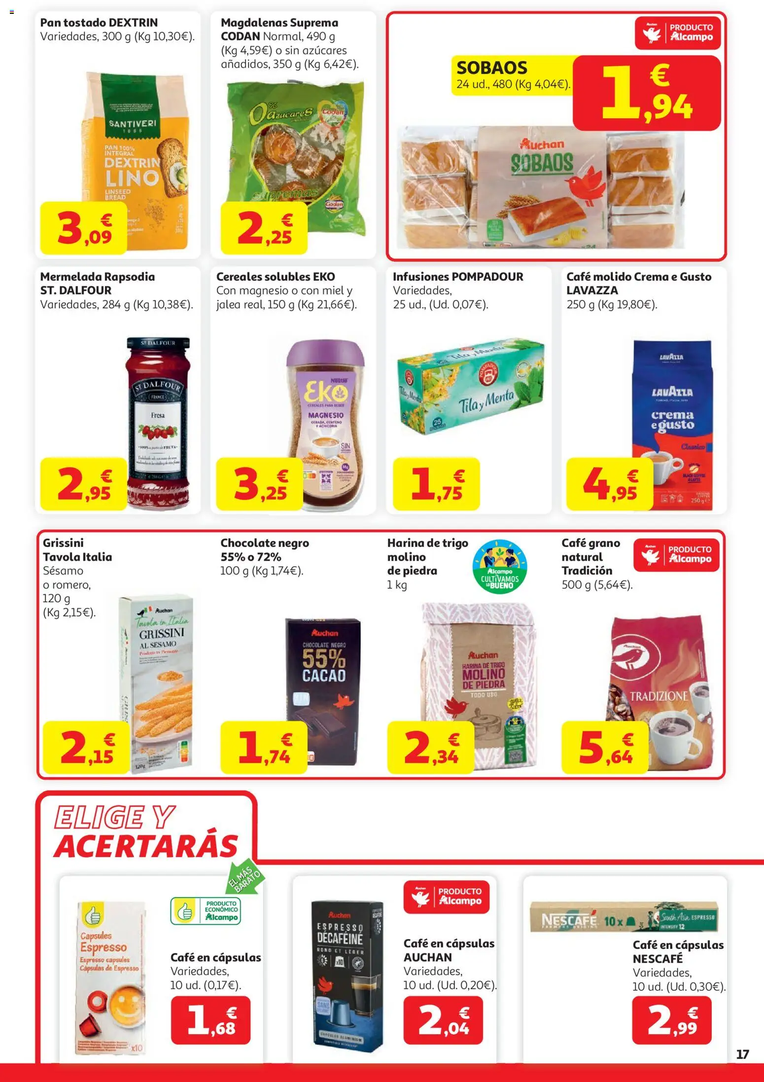 Alcampo HG Nacional │ válido desde el 21.04.2026 | Página: 17 | Productos: Café, Crema, Magdalenas, Φρυγανιές σικάλεως