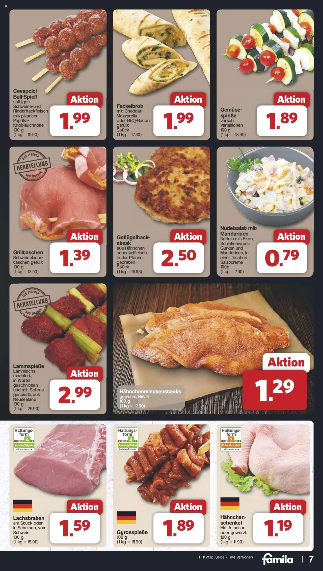 Famila Nordwest Prospekt 	 - gültig ab dem 03.08.2025 | Seite: 7 | Produkte: Mozzarella, Cevapcici, Gemüse, Nudeln