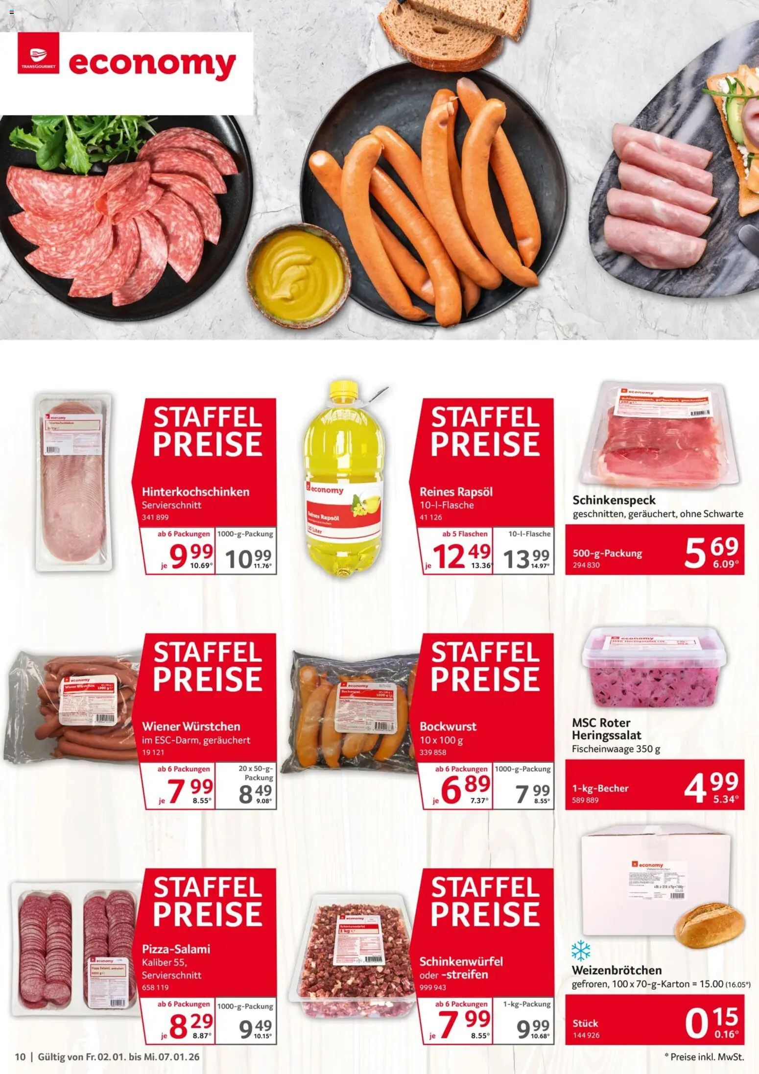 Selgros Prospekt 	 – gültig ab 02.01.2025 | Seite: 10 | Produkte: Bockwurst, Wiener wurstchen, Rapsöl