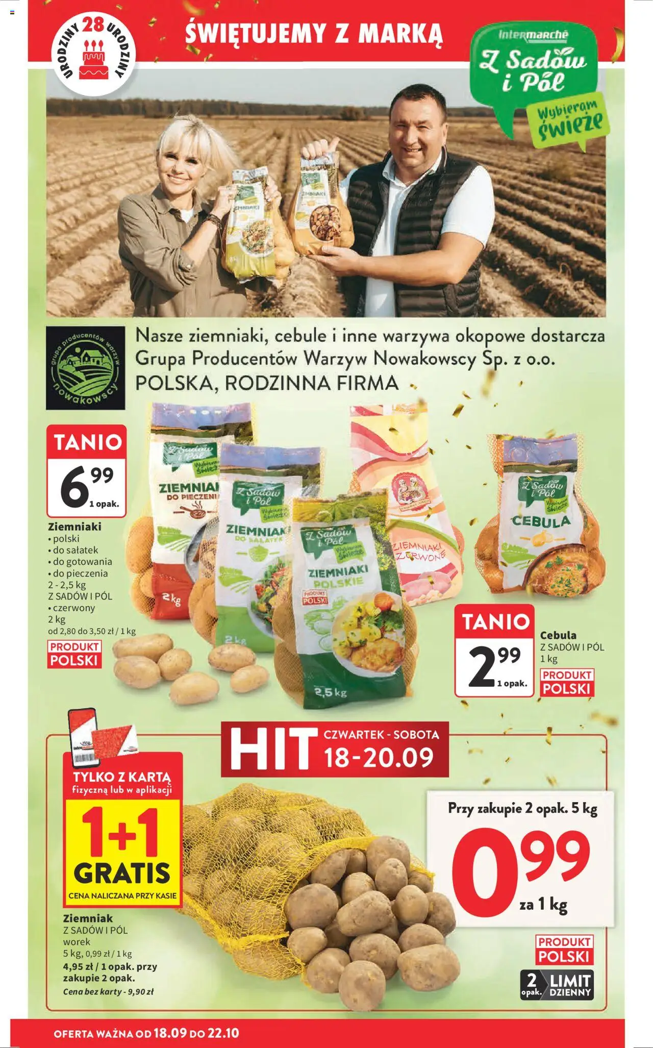 Intermarche Gazetka od 18.09.2025 | Strona: 18 | Produkty: Karta, Ziemniaki, Cebule, Warzywa