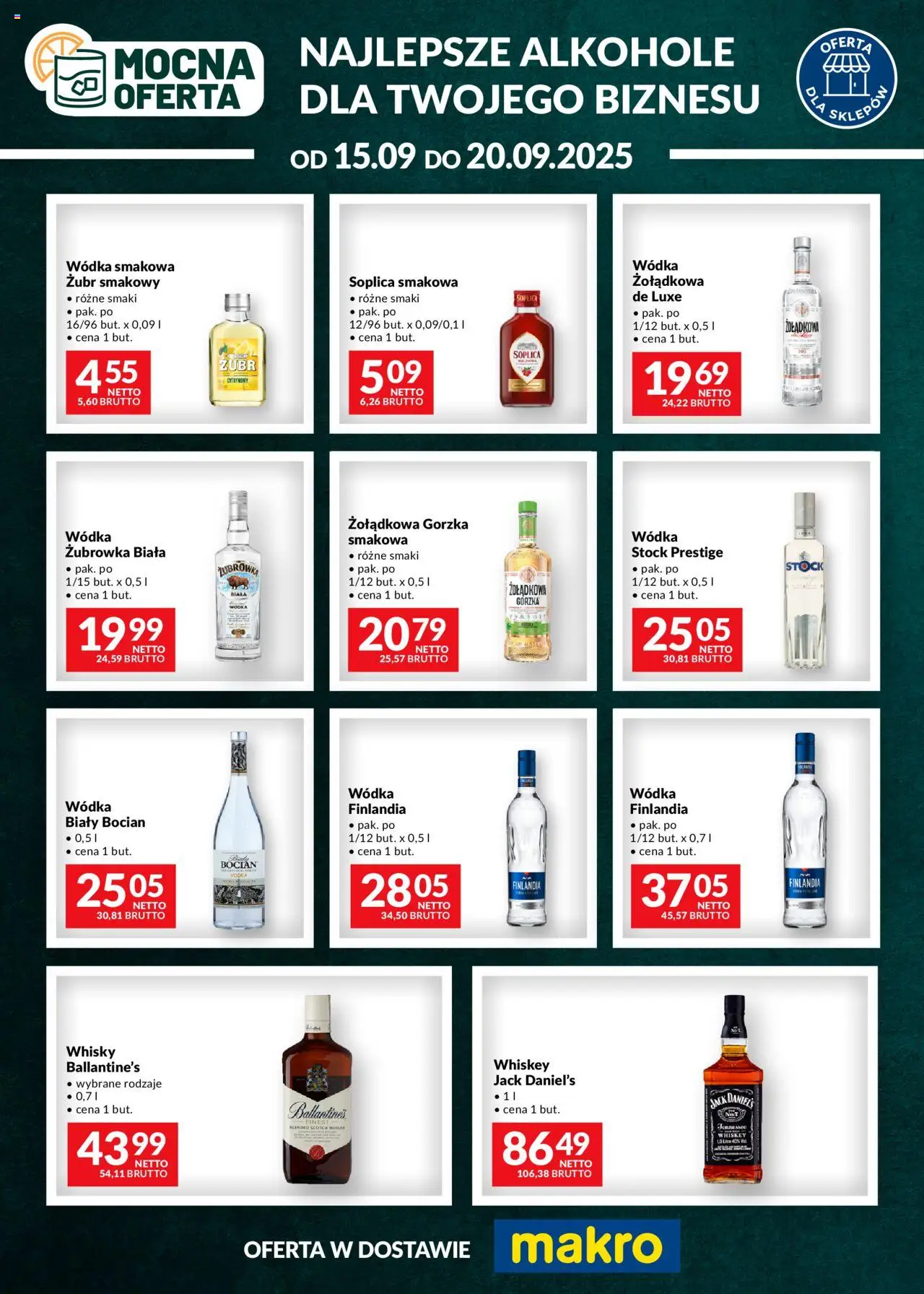 Makro Gazetka - Mocna oferta od 15.09.2025 | Strona: 1 | Produkty: Jack Daniel's, Żubrówka, Vodka, Whisky