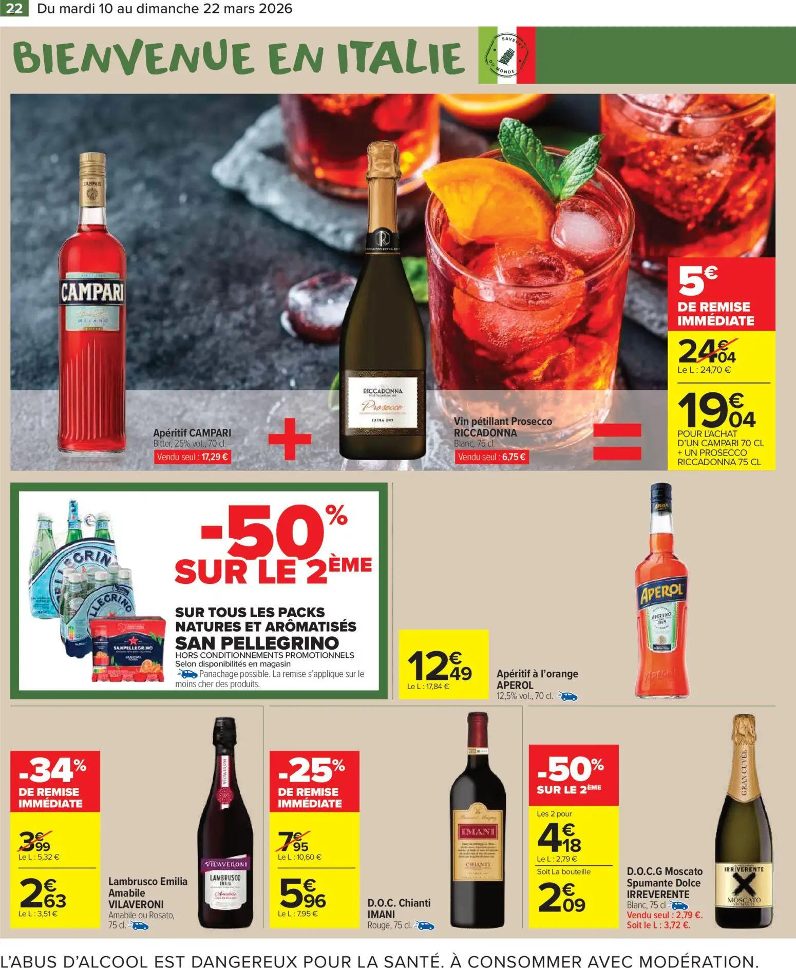 {H1} | Page: 24 | Produits: Aperitif Campari, Prosecco, Vin